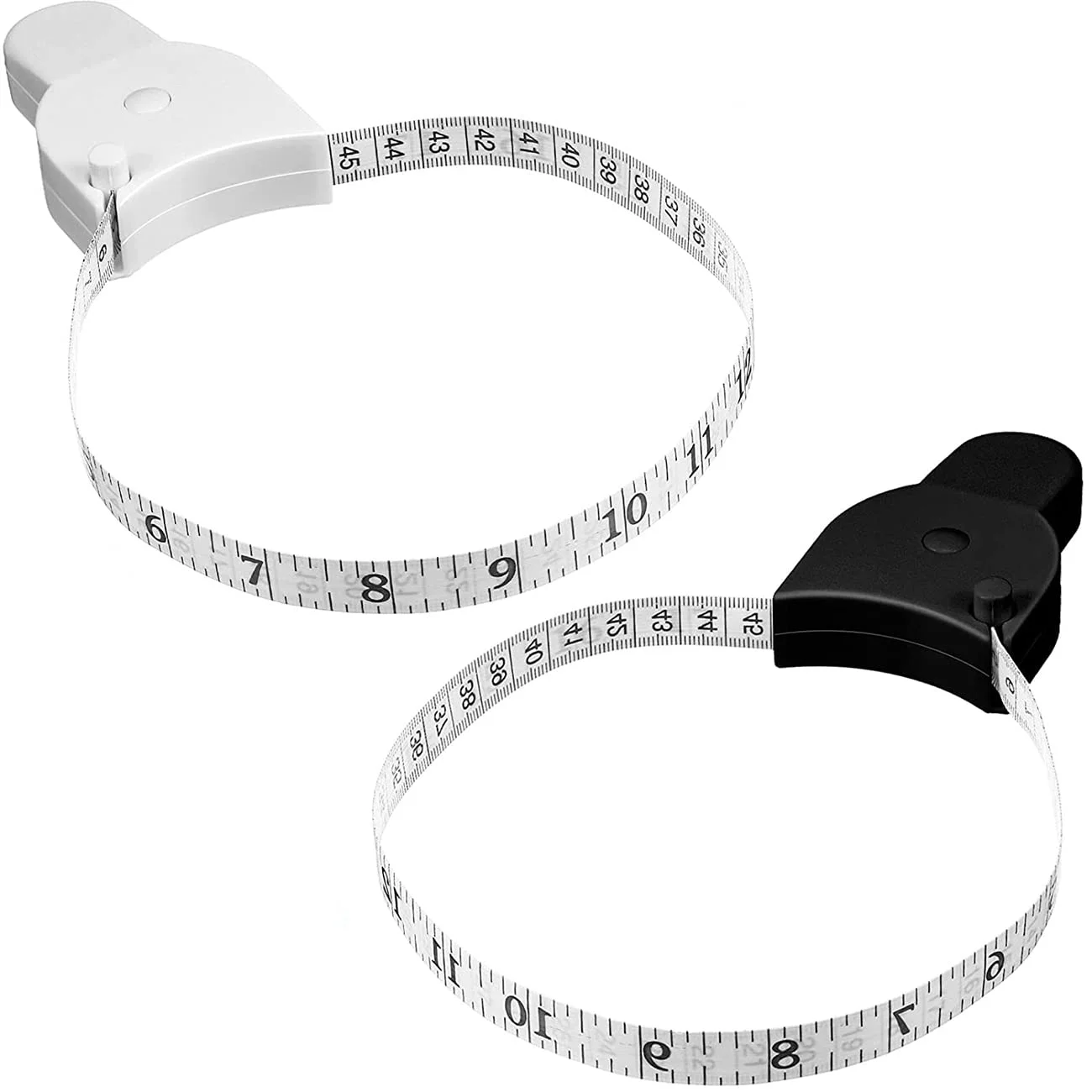 متر نواری اندازه گیری بدن 150 سانتی متری، متر اندازه گیری بدن، دارای پین قفل و جمع شونده دکمه ای (سیاه + سفید)