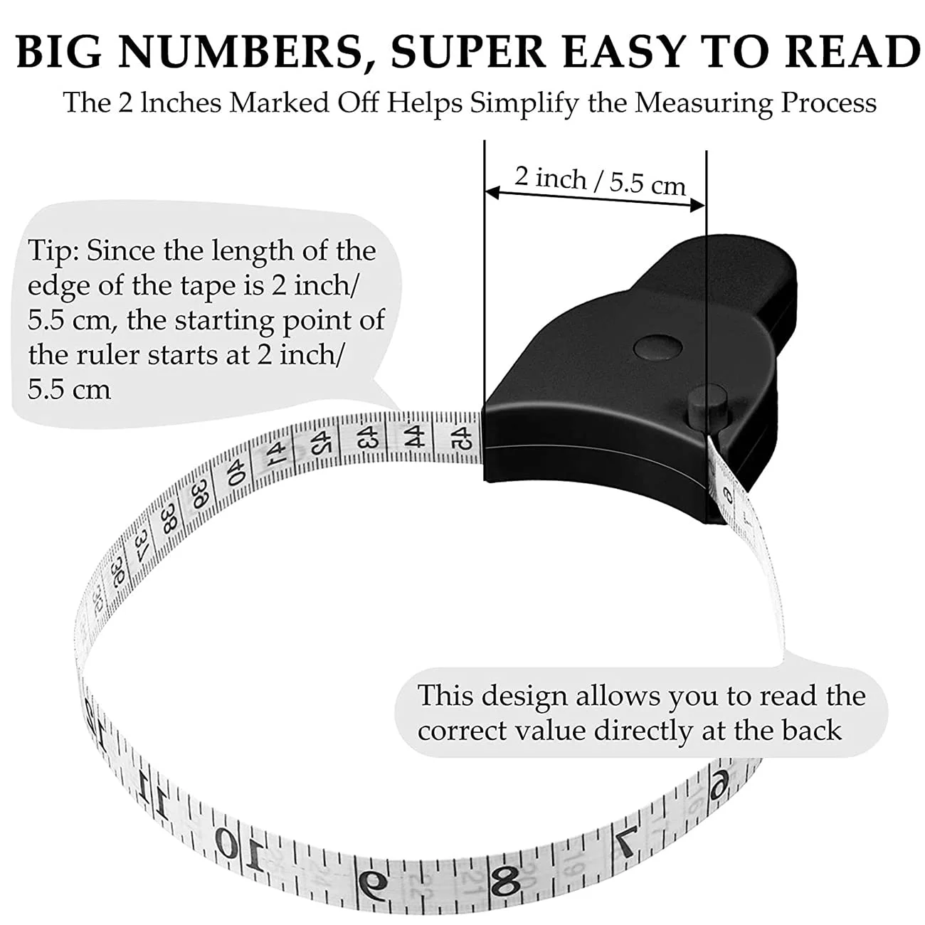 متر نواری اندازه گیری بدن 150 سانتی متری، متر اندازه گیری بدن، دارای پین قفل و جمع شونده دکمه ای (سیاه + سفید)