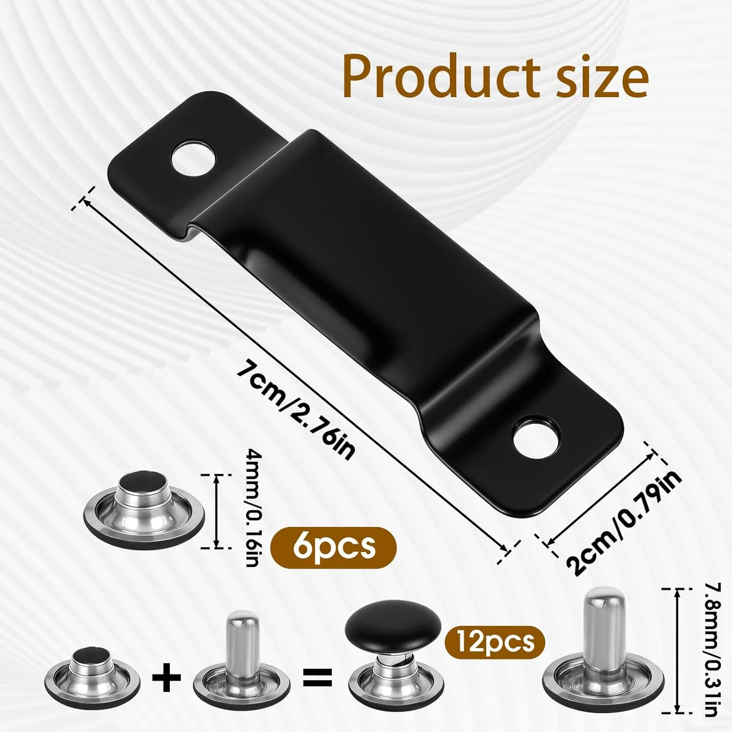 گیره نگهدارنده متر فلزی 6 عددی با پرچ، مشکی