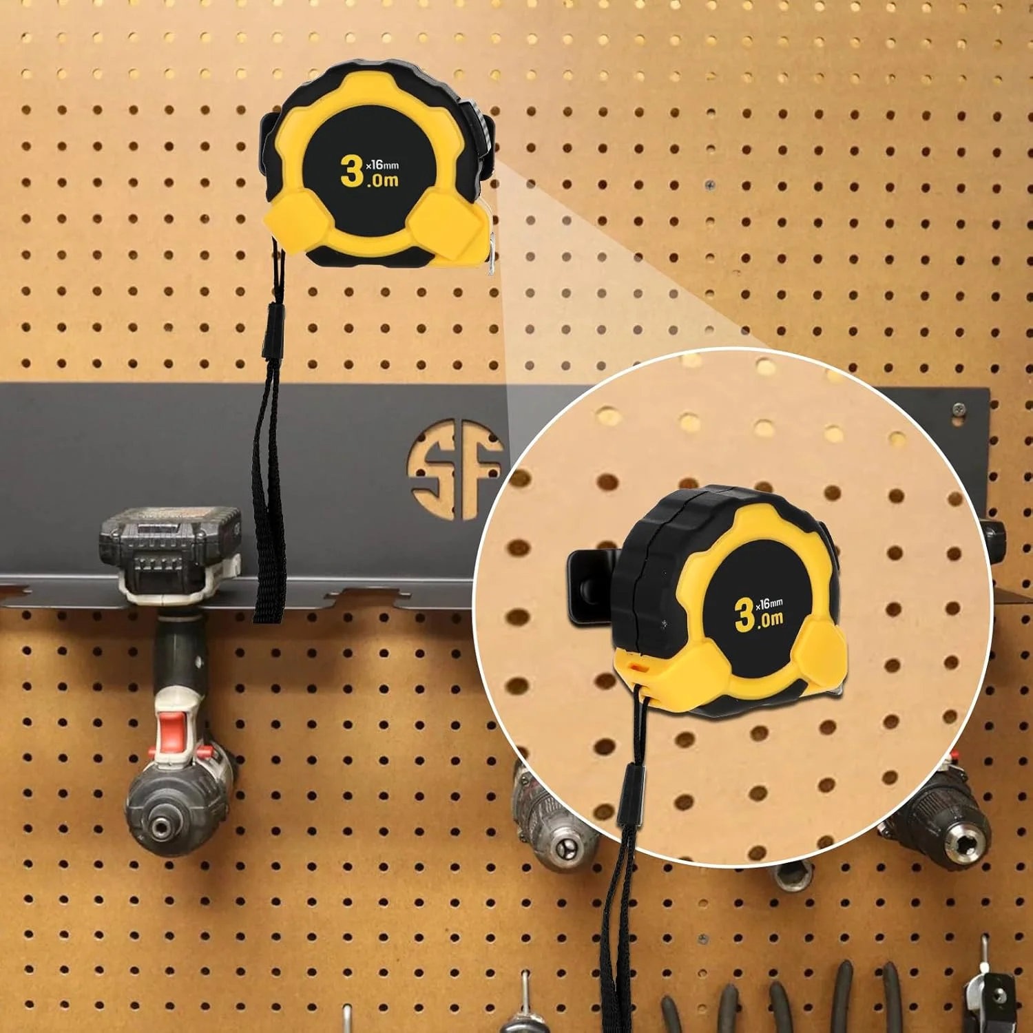 گیره نگهدارنده متر فلزی 6 عددی با پرچ، مشکی