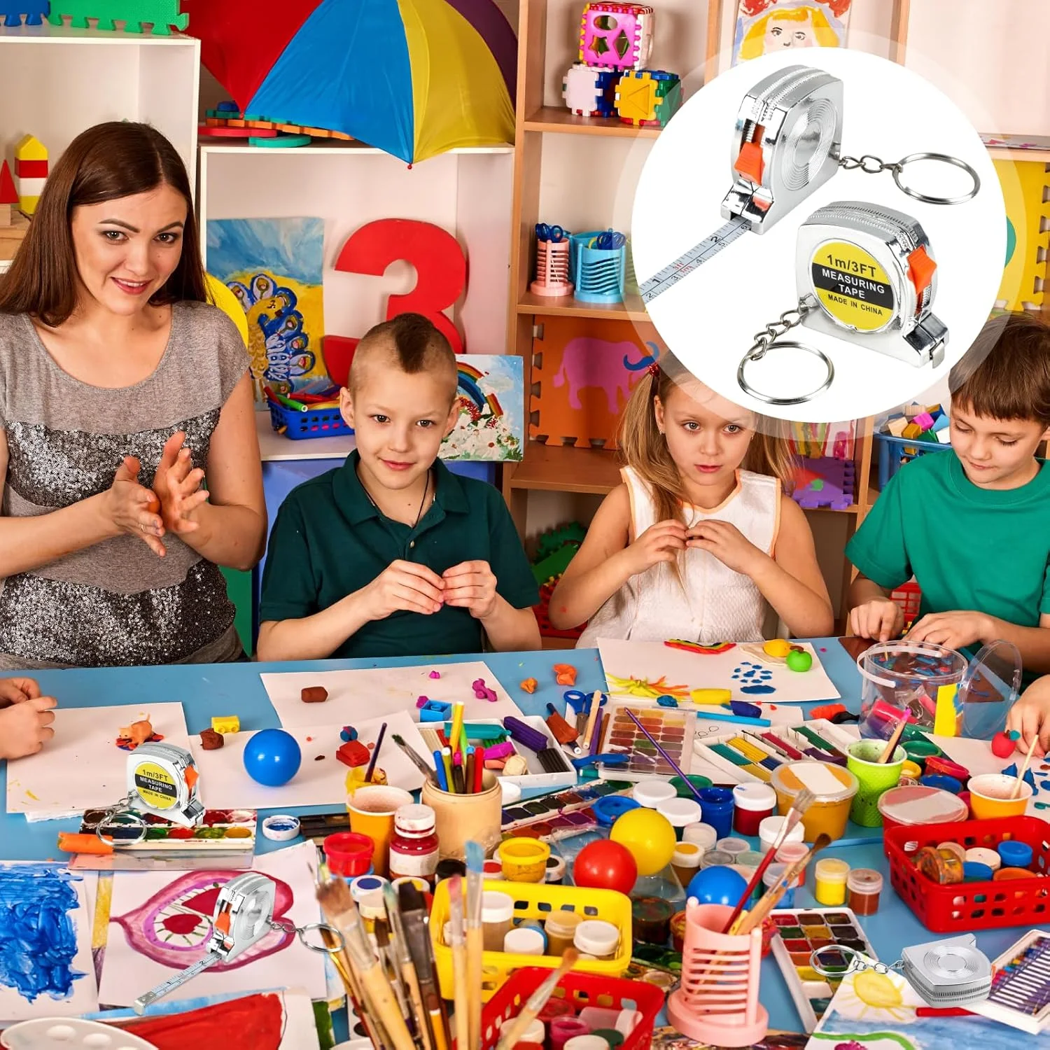 متر نواری کوچک 90 سانتی متری جاکلیدی، متر نواری مینی قابل حمل و جمع شونده با مکانیزم قفل کشویی برای ابزارهای استفاده روزانه یا هدایای مهمانی ساخت و ساز کودکان (120 عدد)