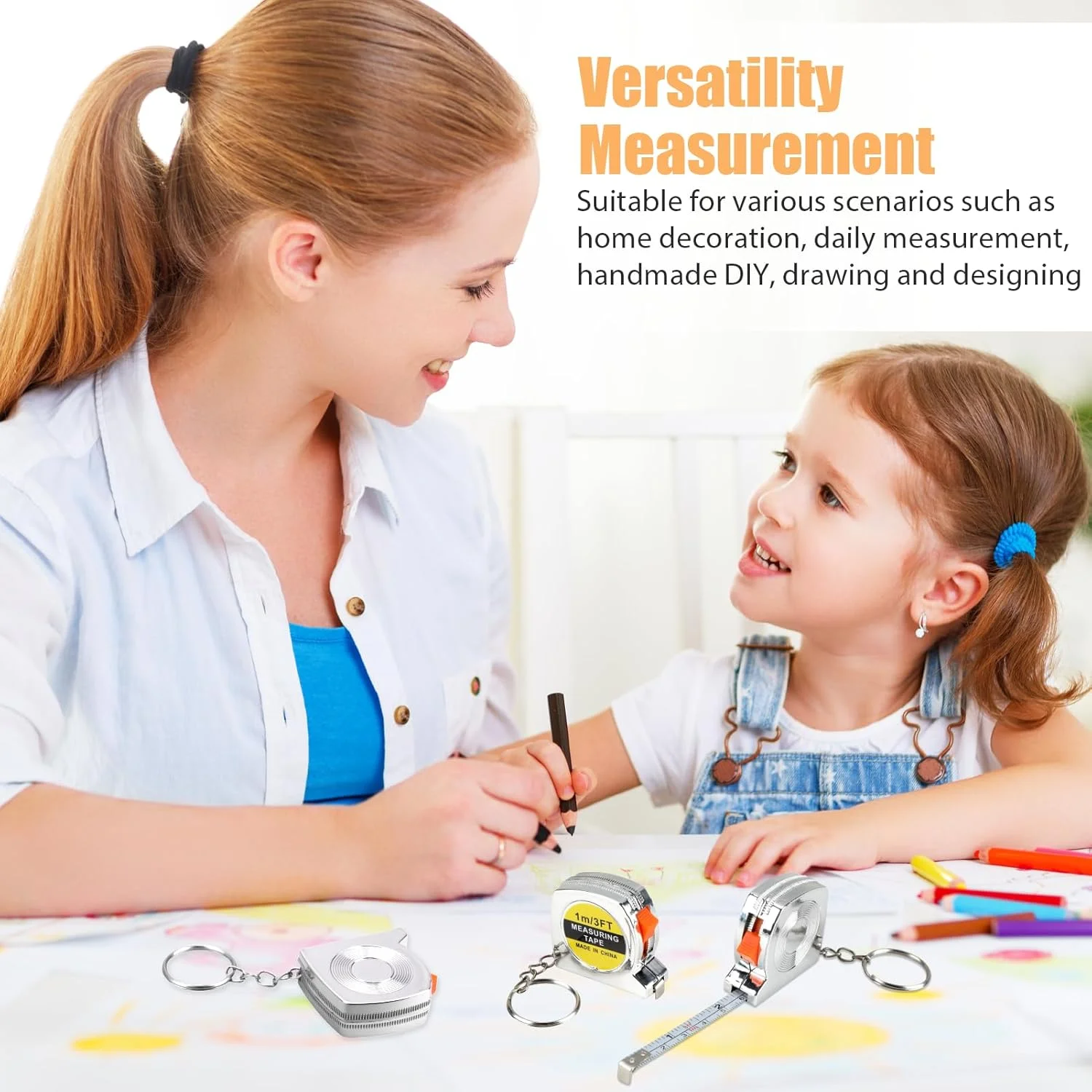 متر نواری کوچک 90 سانتی متری جاکلیدی، متر نواری مینی قابل حمل و جمع شونده با مکانیزم قفل کشویی برای ابزارهای استفاده روزانه یا هدایای مهمانی ساخت و ساز کودکان (120 عدد)