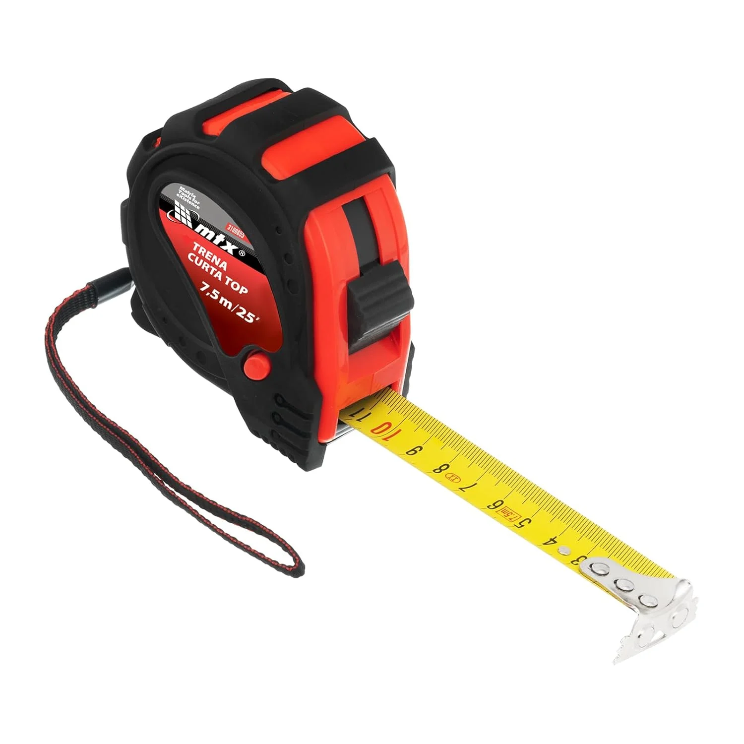 متر نواری 7.5 متری MTX Status با بدنه لاستیکی و گیره متر نواری 7.5 متری MTX Status با بدنه لاستیکی و گیره