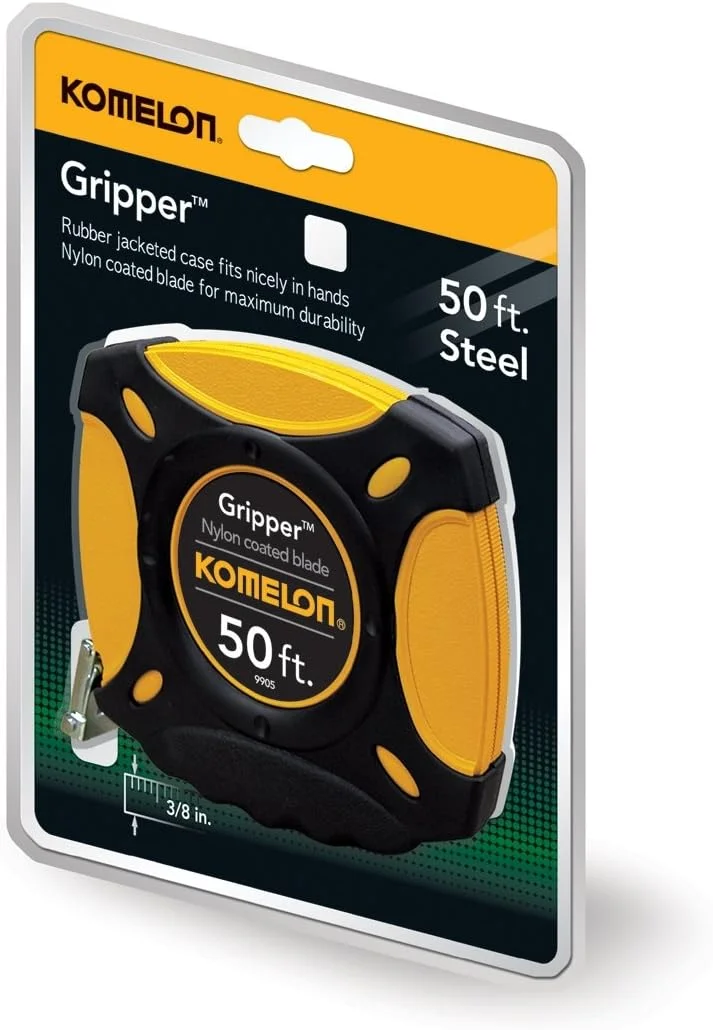 متر فلزی فولادی با محفظه بسته Komelon 9905 Gripper، مشکی، 15 متر