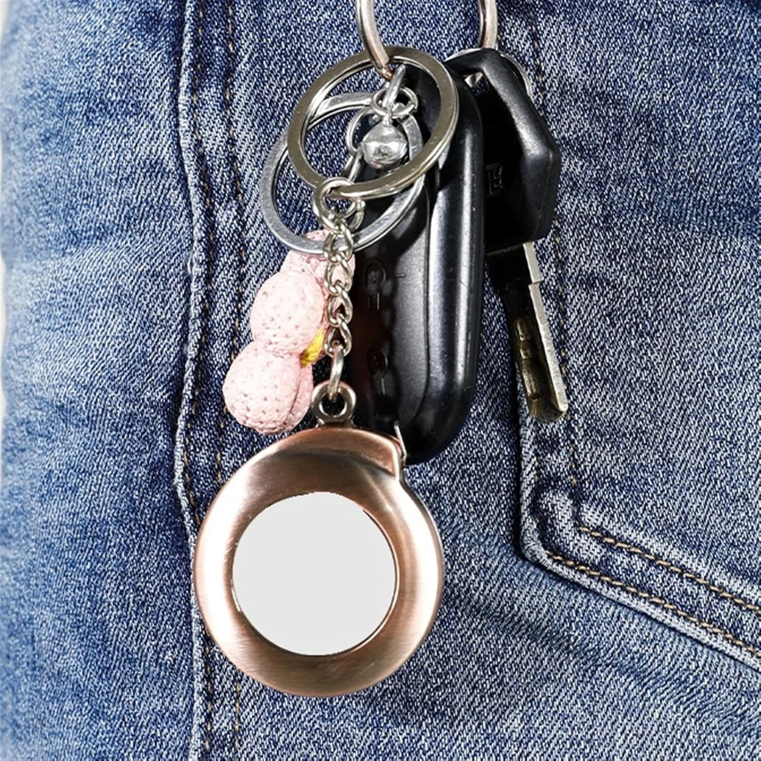 جاکلیدی متر نواری، متر نواری، خط کش فولادی، خط کش فولادی کوچک، خط کش هدیه (آبی تیره)