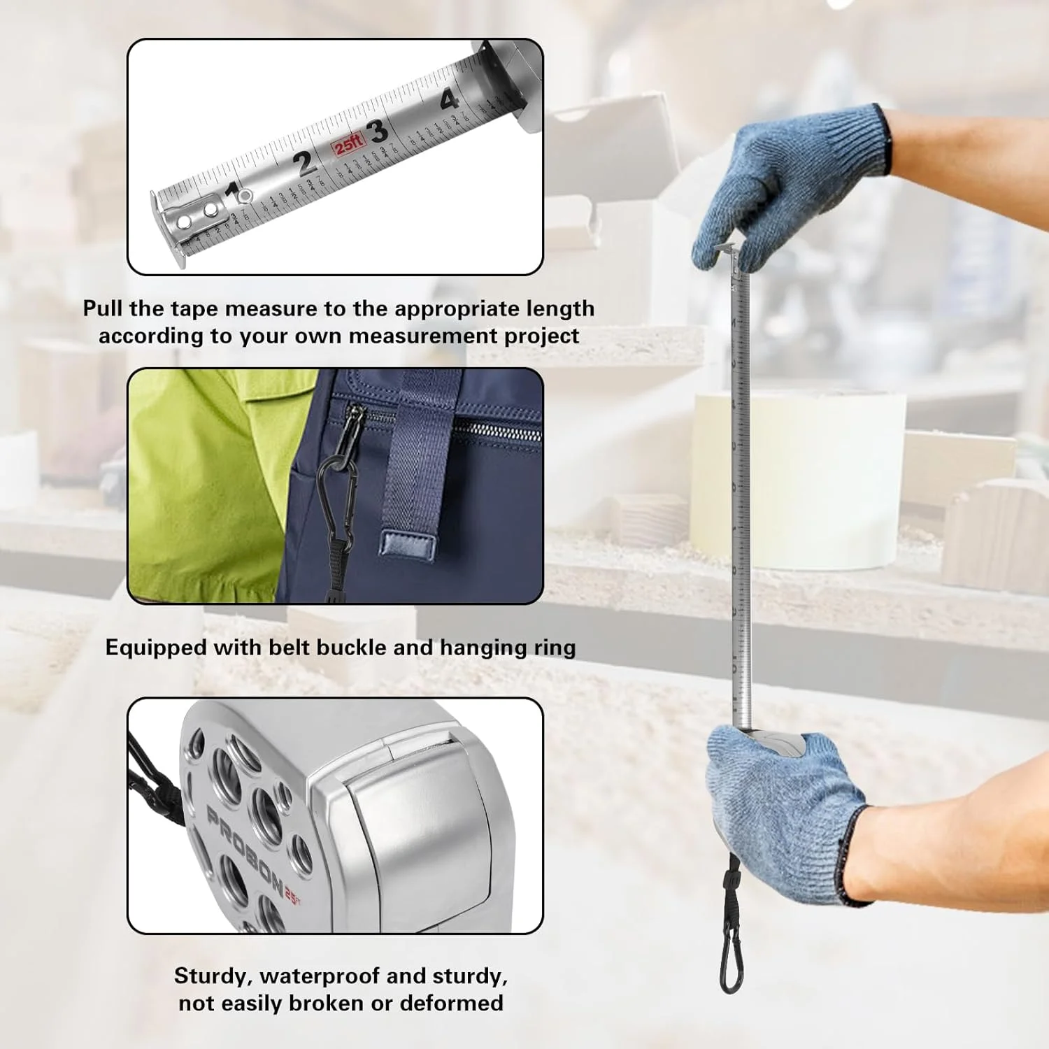 متر نواری استیل ضد زنگ، متر با مقیاس دو طرفه، متر نواری جمع شونده برای مصارف خانگی، کشاورزی، صنعتی و نجاری (7.5 متر)