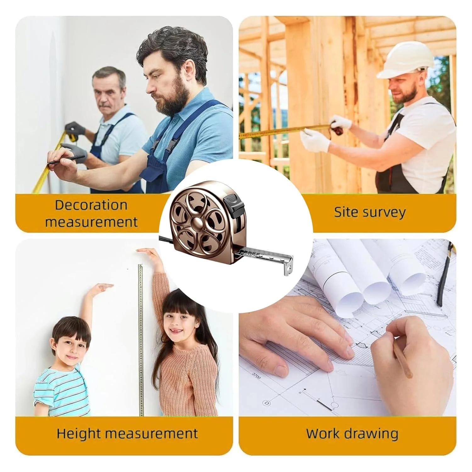 متر نواری استیل ضد زنگ، متر استیل ضد آب با قفل فوری، ابزار اندازه گیری دستی با خوانایی آسان، لوازم جانبی خط کش برای مهندسی، کشاورزی، نجاری و فضای باز