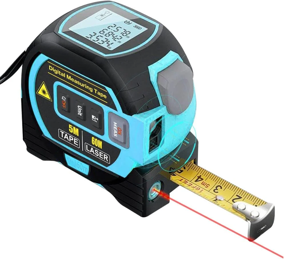 متر لیزری 3 در 1 Moniss، متر نواری 5 متری، نمایشگر LCD با نور پس زمینه، دستگاه اندازه گیری فاصله، تجهیزات نقشه برداری حجم مساحت ساختمان 60 متر متر لیزری 3 در 1 Moniss، متر نواری 5 متری، نمایشگر LCD با نور پس زمینه، دستگاه اندازه گیری فاصله، تجهیزات نقشه برداری حجم مساحت ساختمان 60 متر