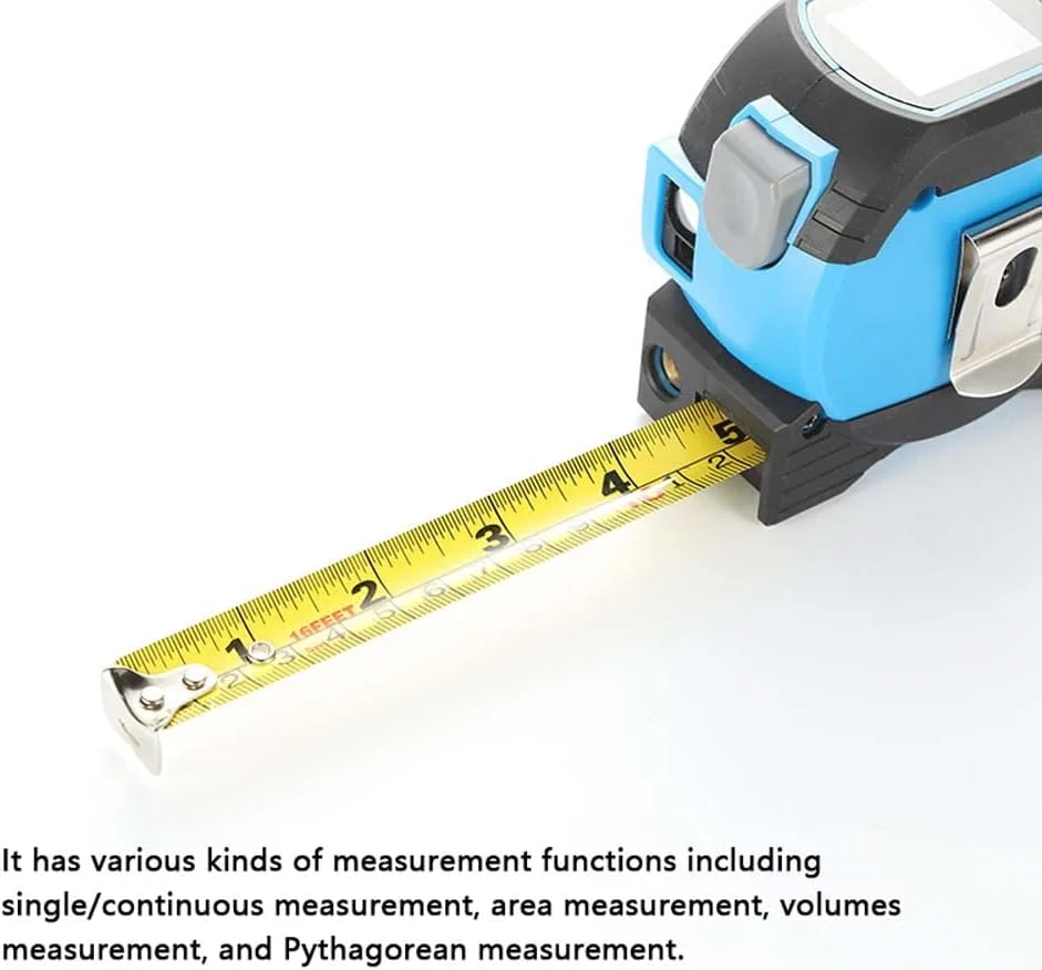 متر لیزری 3 در 1 Moniss، متر نواری 5 متری، نمایشگر LCD با نور پس زمینه، دستگاه اندازه گیری فاصله، تجهیزات نقشه برداری حجم مساحت ساختمان 60 متر