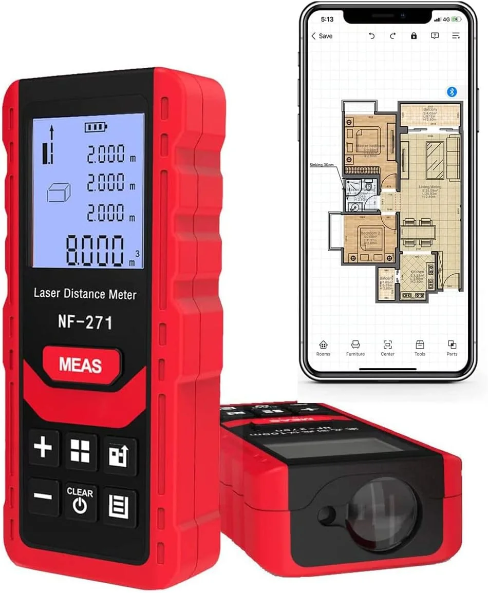 متر لیزری DMG TECH، 50 متر، ابزار اندازه گیری فاصله لیزری دیجیتال قابل حمل، تغییر واحد M/in/Ft، صفحه نمایش LCD با نور پس زمینه، اندازه گیری فاصله، فیثاغورس، مساحت و حجم متر لیزری DMG TECH، 50 متر، ابزار اندازه گیری فاصله لیزری دیجیتال قابل حمل، تغییر واحد M/in/Ft، صفحه نمایش LCD با نور پس زمینه، اندازه گیری فاصله، فیثاغورس، مساحت و حجم