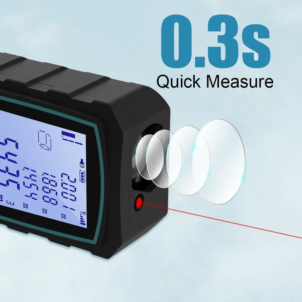 فاصله یاب لیزری دیجیتال قابل حمل STANEW، ابزار اندازه گیری لیزری با 2 تراز حباب، اندازه گیری طول/مساحت/حجم، با نور پس زمینه LCD، 2 * باتری، IP54
