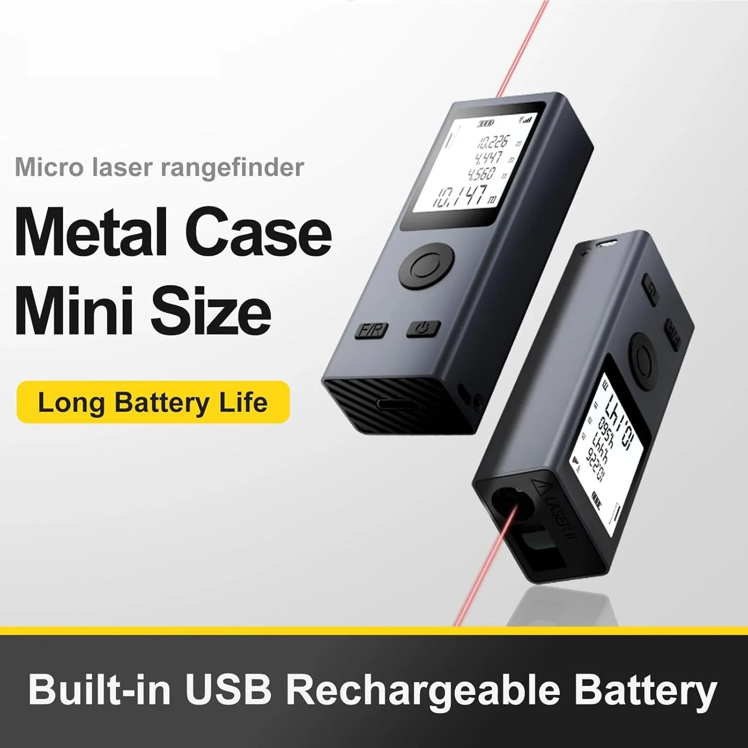 متر لیزری هوشمند، مینی متر فاصله یاب لیزری دستی، 30 متری با قابلیت شارژ USB، ابزار اندازه گیری لیزری با نور پس زمینه LCD با حالت فیثاغورث، اندازه گیری فاصله، مساحت و حجم متر لیزری هوشمند، مینی متر فاصله یاب لیزری دستی، 30 متری با قابلیت شارژ USB، ابزار اندازه گیری لیزری با نور پس زمینه LCD با حالت فیثاغورث، اندازه گیری فاصله، مساحت و حجم