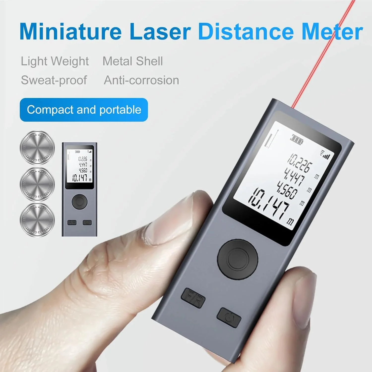 متر لیزری هوشمند، مینی متر فاصله یاب لیزری دستی، 30 متری با قابلیت شارژ USB، ابزار اندازه گیری لیزری با نور پس زمینه LCD با حالت فیثاغورث، اندازه گیری فاصله، مساحت و حجم متر لیزری هوشمند، مینی متر فاصله یاب لیزری دستی، 30 متری با قابلیت شارژ USB، ابزار اندازه گیری لیزری با نور پس زمینه LCD با حالت فیثاغورث، اندازه گیری فاصله، مساحت و حجم