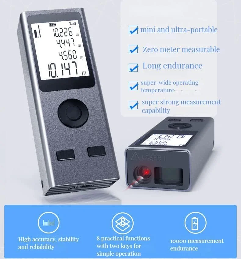 متر لیزری کوچک 30 متری Omana، دستگاه اندازه گیری هوشمند، قابل حمل، فاصله یاب دیجیتال، شارژ USB، دستی قابل شارژ متر لیزری کوچک 30 متری Omana، دستگاه اندازه گیری هوشمند، قابل حمل، فاصله یاب دیجیتال، شارژ USB، دستی قابل شارژ