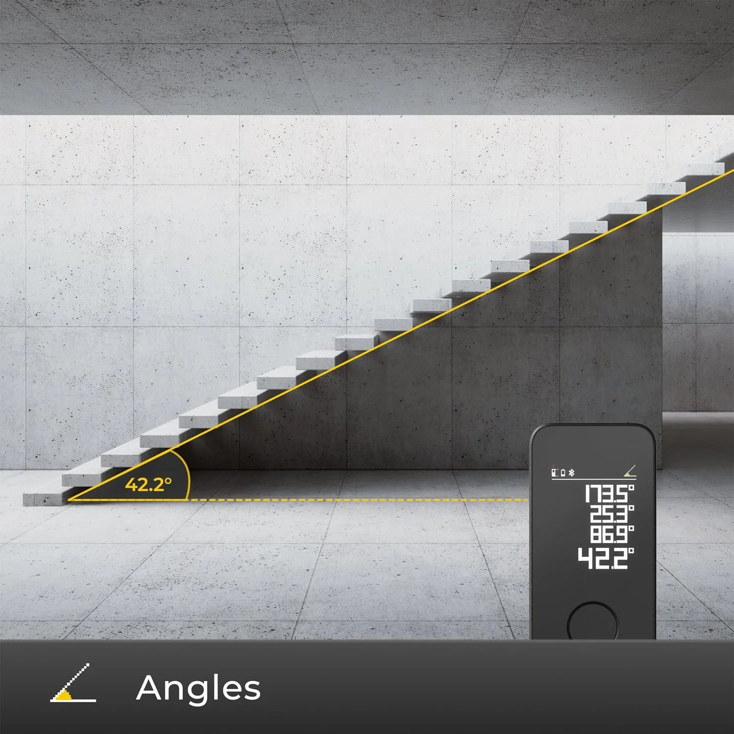 متر لیزری هوتو پرو با بلوتوث، اندازه گیری لحظه ای، قابل شارژ با USB-C، دارای 5 حالت، صفحه نمایش رنگی LCD، 850mAh، 50 متر، واحد M/Ft/in، ابزار اندازه گیری لیزری با دقت بالا با خط کش مجازی