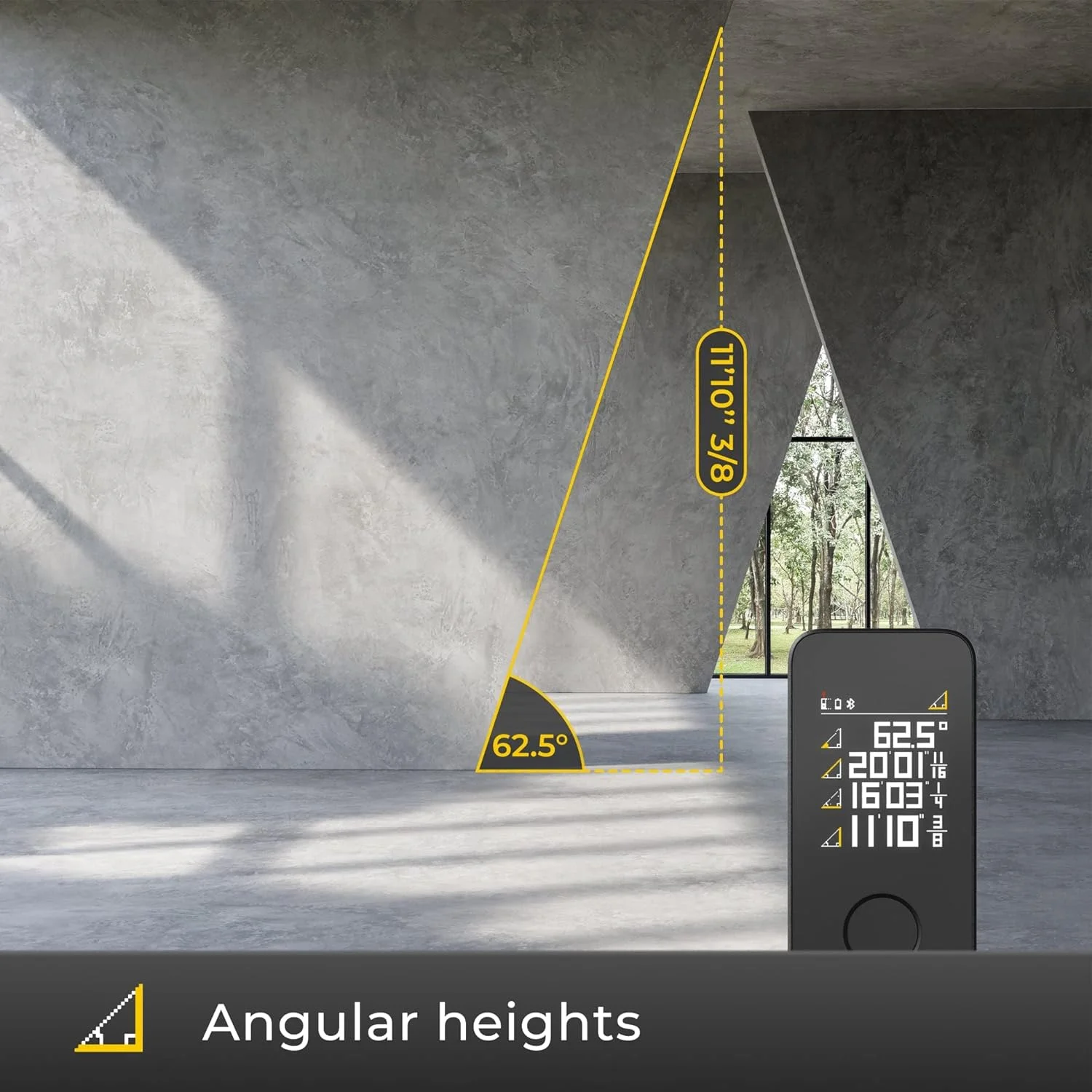 متر لیزری هوتو پرو با بلوتوث، اندازه گیری لحظه ای، قابل شارژ با USB-C، دارای 5 حالت، صفحه نمایش رنگی LCD، 850mAh، 50 متر، واحد M/Ft/in، ابزار اندازه گیری لیزری با دقت بالا با خط کش مجازی