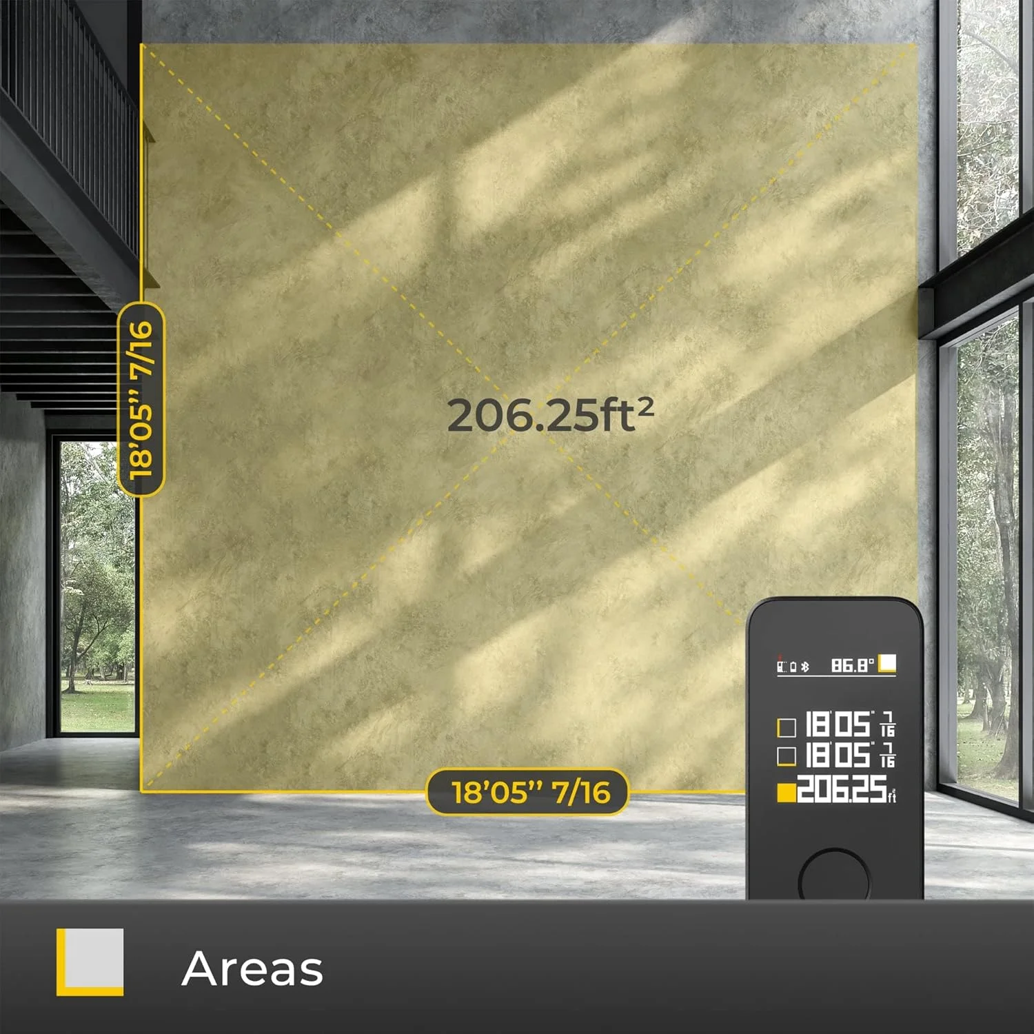 متر لیزری هوتو پرو با بلوتوث، اندازه گیری لحظه ای، قابل شارژ با USB-C، دارای 5 حالت، صفحه نمایش رنگی LCD، 850mAh، 50 متر، واحد M/Ft/in، ابزار اندازه گیری لیزری با دقت بالا با خط کش مجازی