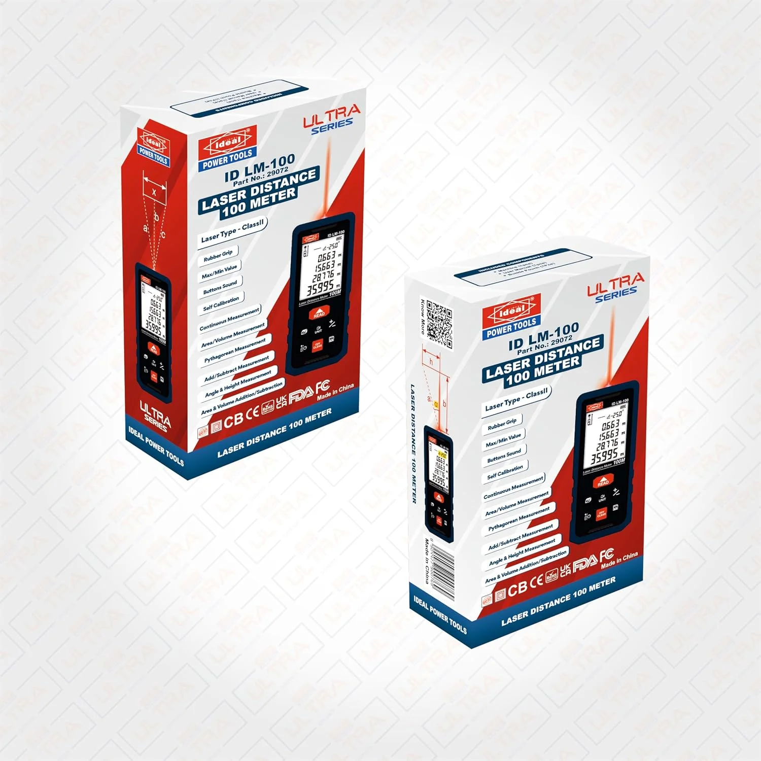 متر لیزری IDEAL POWER TOOLS مدل ID LM-100 با برد 100 متر - دقیق، چند منظوره با تراز الکترونیکی، طراحی بادوام و کاربری آسان