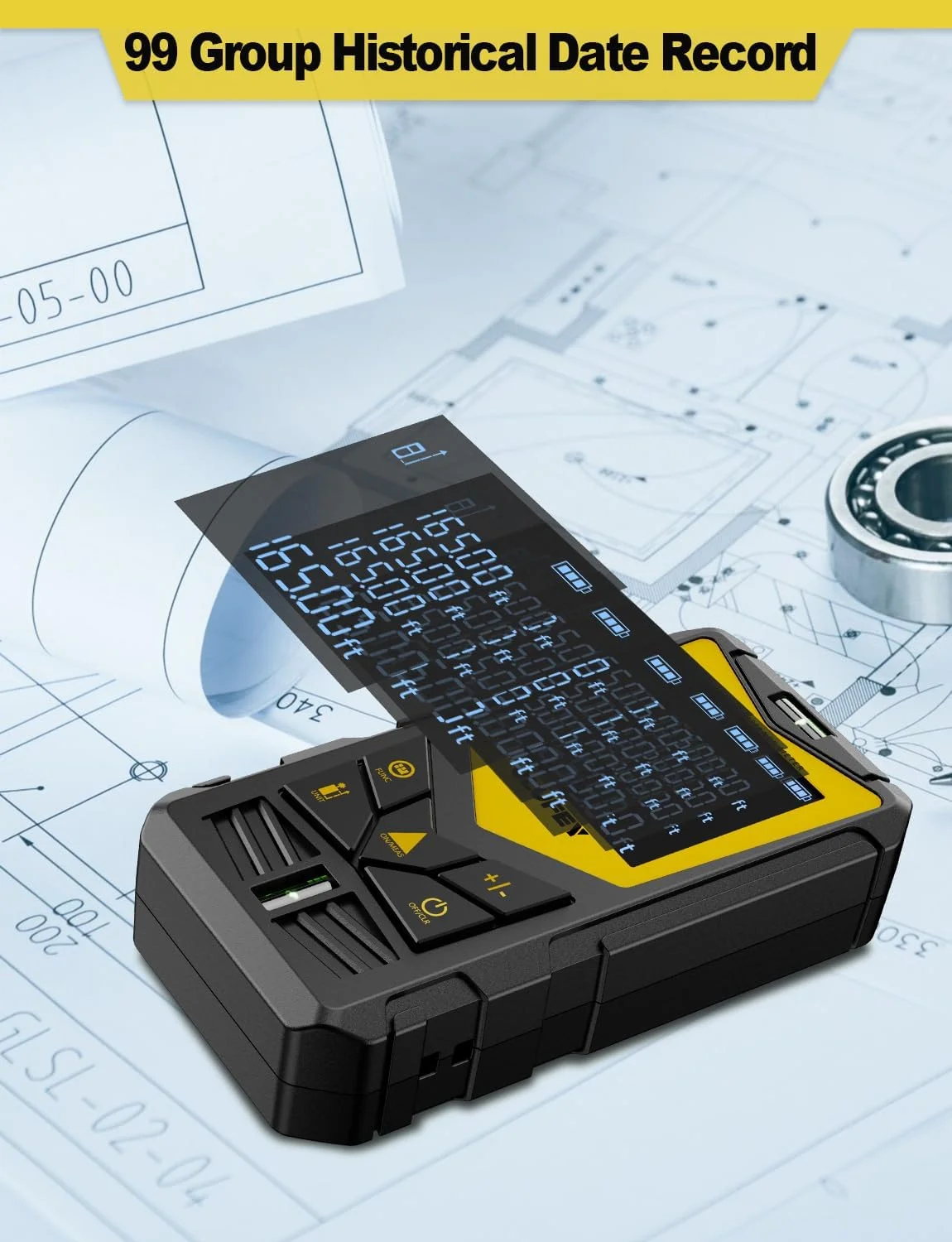 متر لیزری، دستگاه متر فاصله لیزری ابزار اندازه گیری دیجیتال قابل حمل IP54 با ترازهای حبابی و صفحه نمایش LCD با نور پس زمینه