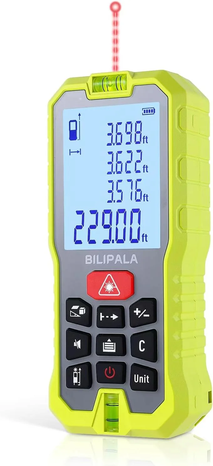 متر لیزری بیلیپالا، متر فاصله لیزری چند منظوره با قابلیت تغییر بین متر/اینچ/فوت - ایده آل برای استفاده خانگی و حرفه ای متر لیزری بیلیپالا، متر فاصله لیزری چند منظوره با قابلیت تغییر بین متر/اینچ/فوت - ایده آل برای استفاده خانگی و حرفه ای
