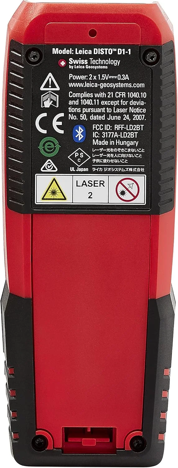 متر لیزری Leica DISTO D1 با برد 36 متر و بلوتوث 4.0، مشکی/قرمز