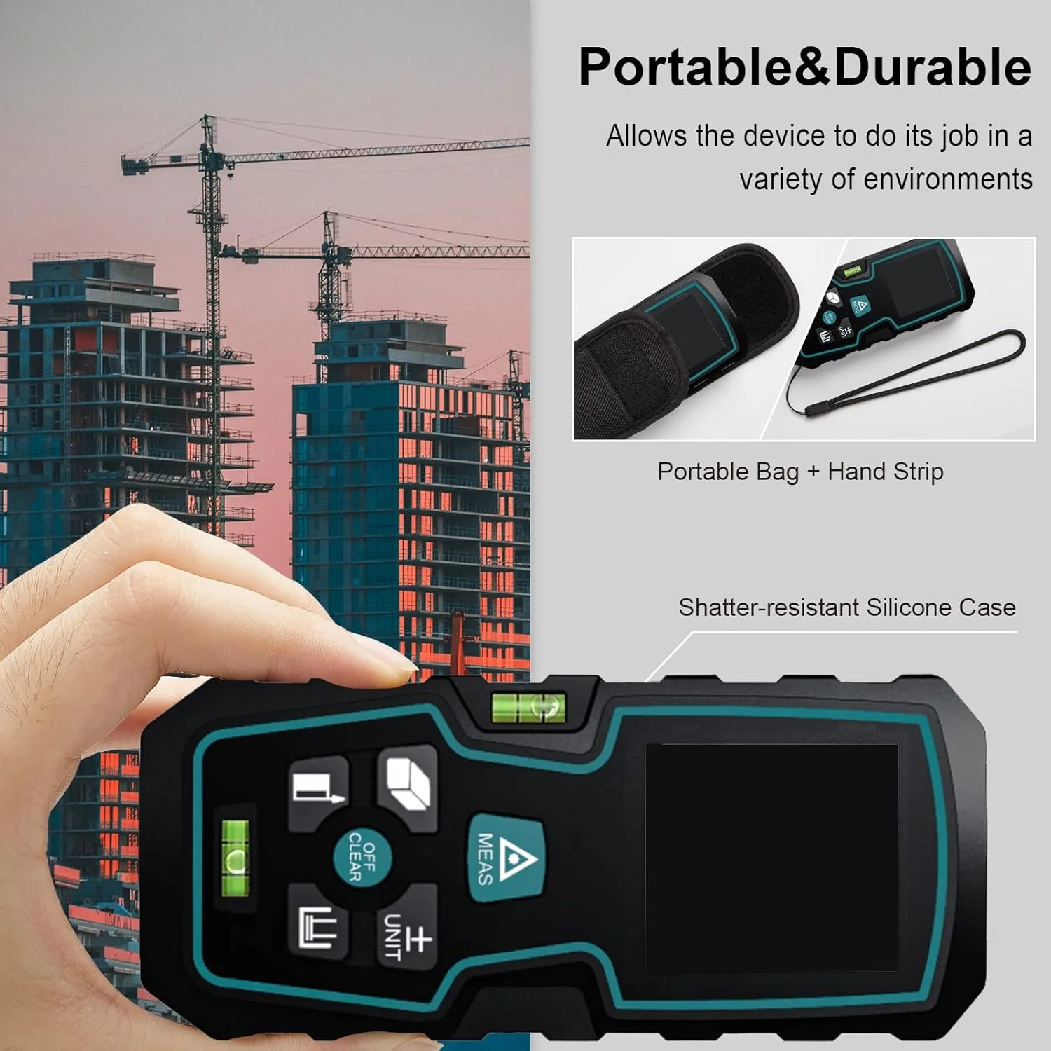 متر لیزری 50 متری INKBIRDPLUS، ذخیره 10 مجموعه داده، تغییر واحد M/in/Ft، LCD با نور پس زمینه، اندازه گیری فاصله، مساحت و حجم، کلاس 2M II، باتری شامل (50 متر)