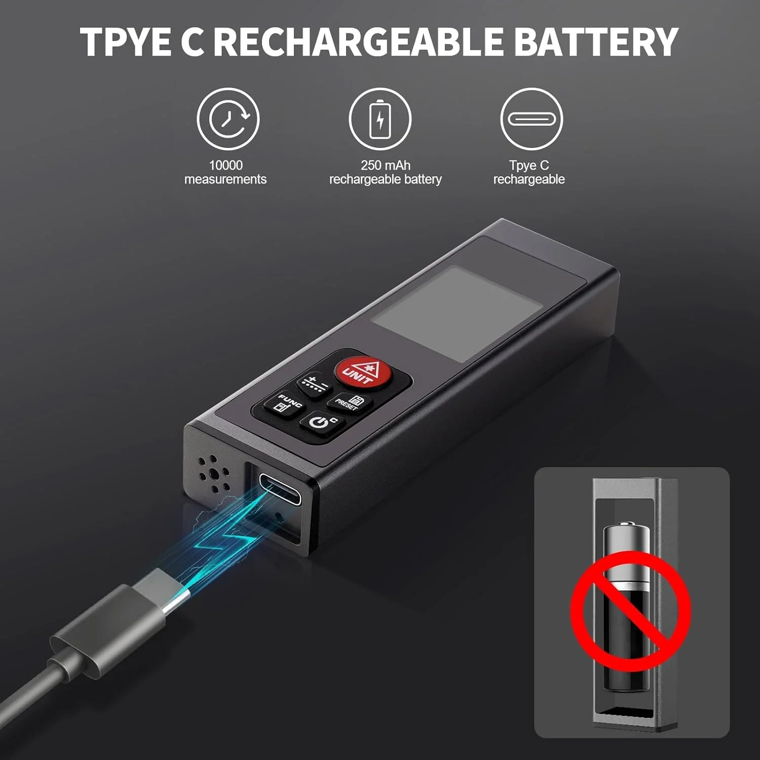 متر لیزری هایچیکا - فاصله یاب لیزری قابل شارژ 60 متری با نور پس زمینه LCD، حالت های اندازه گیری چندگانه، اندازه گیری مساحت و حجم متر لیزری هایچیکا - فاصله یاب لیزری قابل شارژ 60 متری با نور پس زمینه LCD، حالت های اندازه گیری چندگانه، اندازه گیری مساحت و حجم