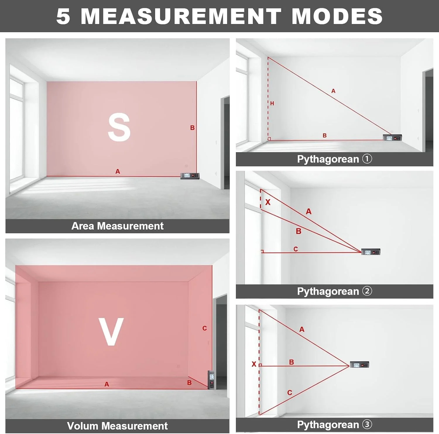 متر لیزری هایچیکا - فاصله یاب لیزری قابل شارژ 60 متری با نور پس زمینه LCD، حالت های اندازه گیری چندگانه، اندازه گیری مساحت و حجم متر لیزری هایچیکا - فاصله یاب لیزری قابل شارژ 60 متری با نور پس زمینه LCD، حالت های اندازه گیری چندگانه، اندازه گیری مساحت و حجم
