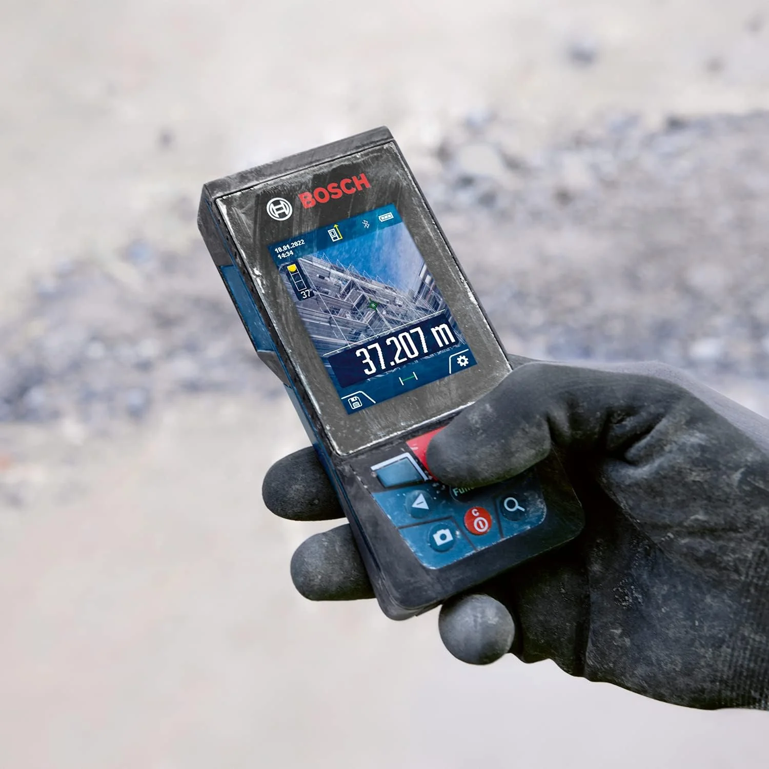 متر لیزری حرفه ای بوش مدل GLM 150-27C (دارای دوربین داخلی، باتری 3.6 ولت داخلی، برد تا 150 متر، مقاوم، IP54، ± 1.5mm*، حلقه، کیف)