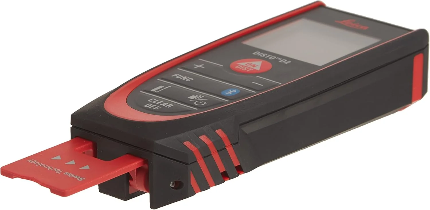 متر لیزری Leica Geosystems DISTO D2 جدید با برد 100 متر و بلوتوث 4.0، مشکی/قرمز، 4.3 x 2.5 x 11.7 سانتی متر متر لیزری Leica Geosystems DISTO D2 جدید با برد 100 متر و بلوتوث 4.0، مشکی/قرمز، 4.3 x 2.5 x 11.7 سانتی متر