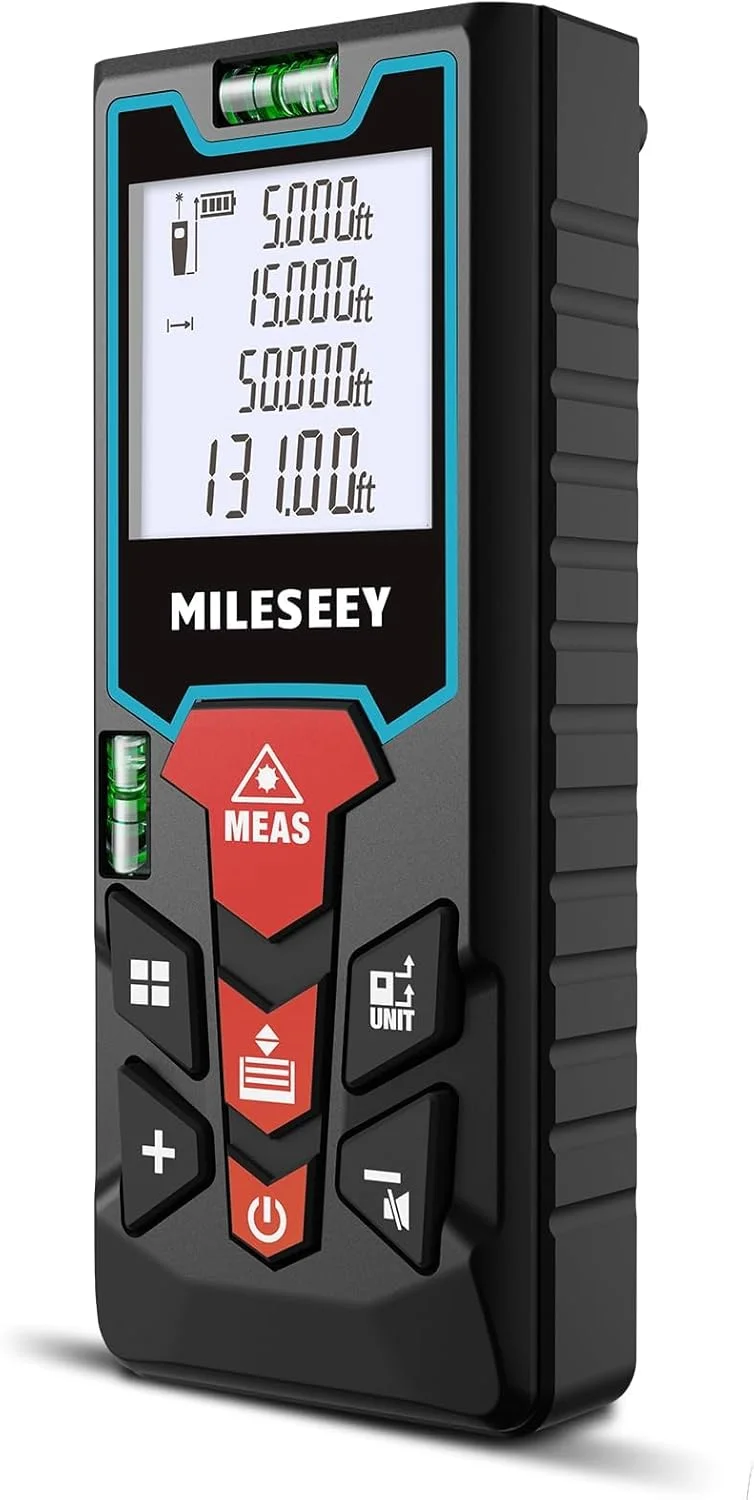 متر لیزری MiLESEEY 100 متری، ابزار اندازه گیری لیزری با دقت ± 1.5 میلی متر برای اندازه گیری مساحت، حجم و فیثاغورس، دارای LCD با نور پس زمینه و حالت بی صدا، 2 تراز حبابی و باتری متر لیزری MiLESEEY 100 متری، ابزار اندازه گیری لیزری با دقت ± 1.5 میلی متر برای اندازه گیری مساحت، حجم و فیثاغورس، دارای LCD با نور پس زمینه و حالت بی صدا، 2 تراز حبابی و باتری