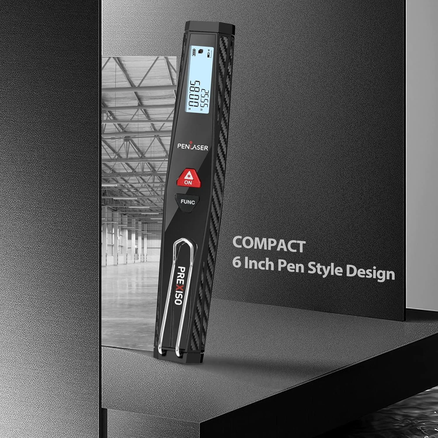 ابزار اندازه گیری لیزری جیبی PREXISO، متر لیزری 40 متری با نور پس زمینه و گیره قلم، واحد های اندازه گیری فوت/ فوت+اینچ/ اینچ/ متر - حالت های فیثاغورس، فاصله، مساحت، حجم برای خانه و صنایع