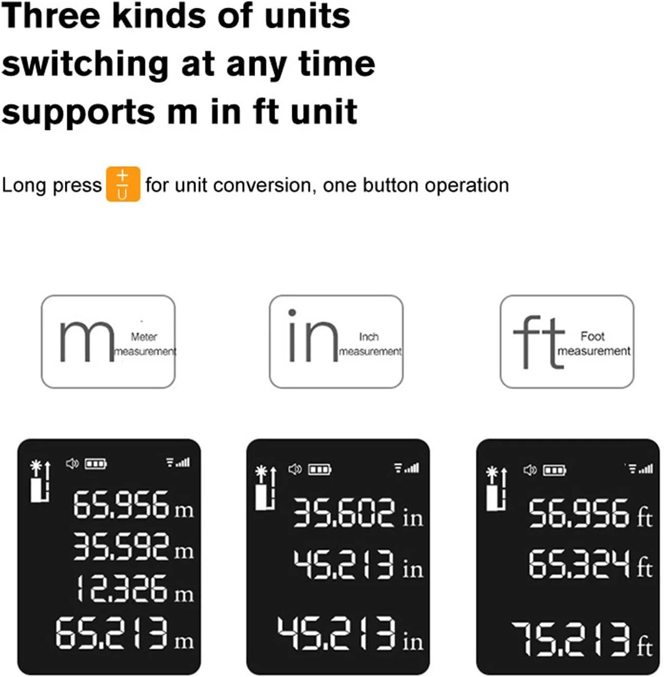 متر لیزری فاصله یاب 01 02 015، 100 متری، ابزار اندازه گیری لیزری با قابلیت تغییر واحد فوت/اینچ/متر، ضد آب، اندازه گیری دستی دیجیتال با بند برای فضای داخلی
