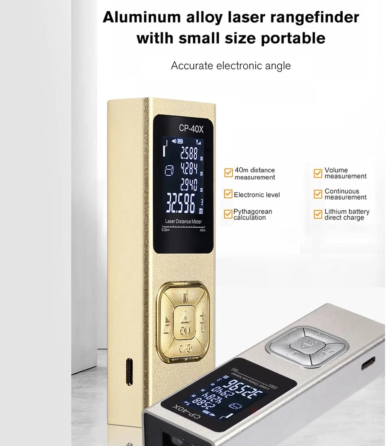 متر لیزری فاصله یاب 01 02 015، 100 متری، ابزار اندازه گیری لیزری با قابلیت تغییر واحد فوت/اینچ/متر، ضد آب، اندازه گیری دستی دیجیتال با بند برای فضای داخلی