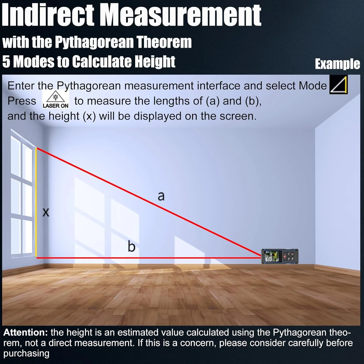 متر لیزری 200 متری با دوربین 6X، دقت ±2 میلی متر، تراز الکترونیکی، زاویه سنجی لحظه ای، مناسب فضای باز و بسته برای اندازه گیری مساحت، حجم و فاصله، به همراه سه پایه