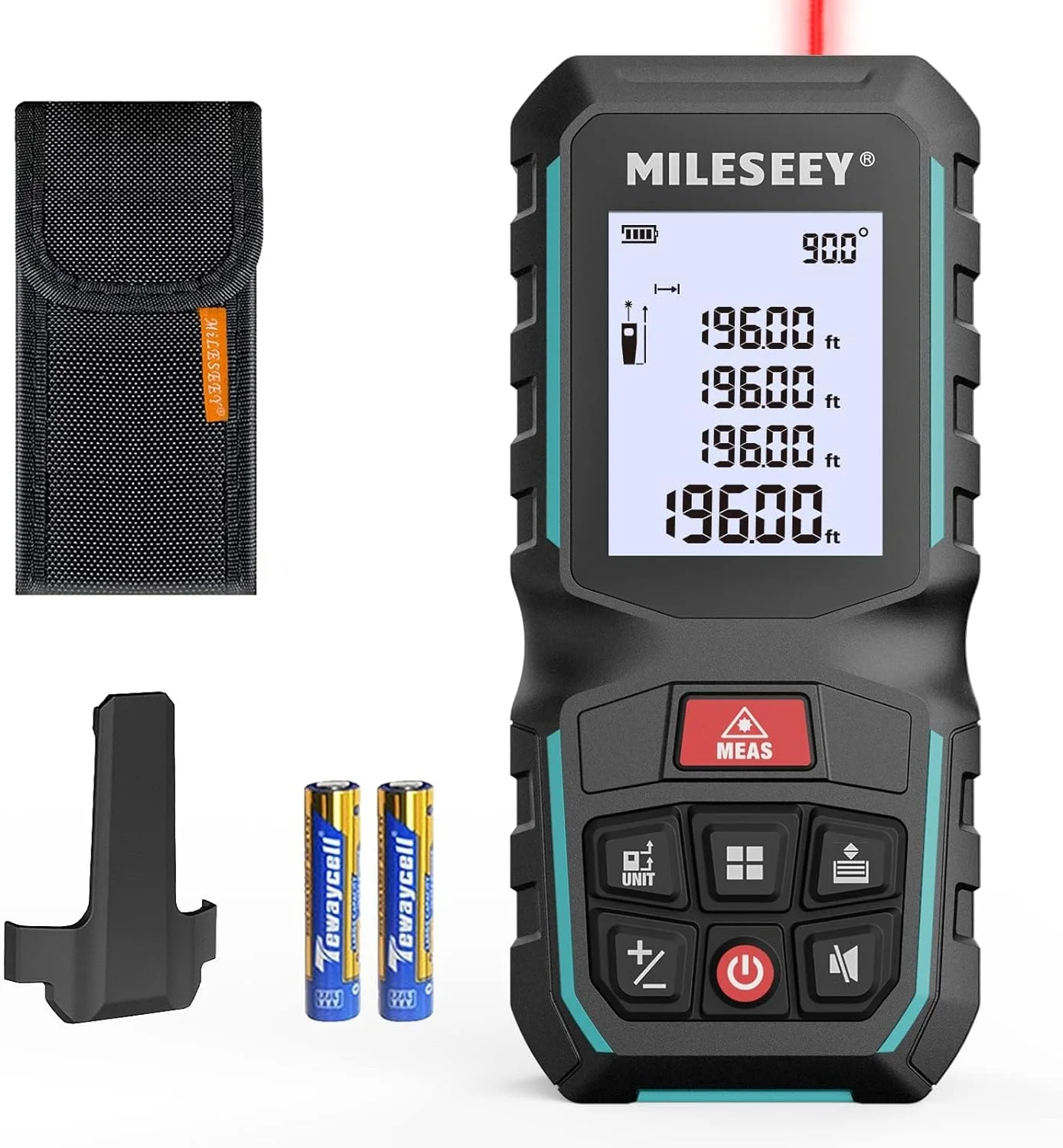 ابزار اندازه گیری لیزری MiLESEEY G2، 100 متر با دقت ±1.5 میلی متر، اندازه گیری مساحت و حجم فاصله و فیثاغورس، ابزار اندازه گیری لیزری قابل حمل با 4 واحد قابل تغییر و زاویه دیجیتال، به همراه گیره جیبی