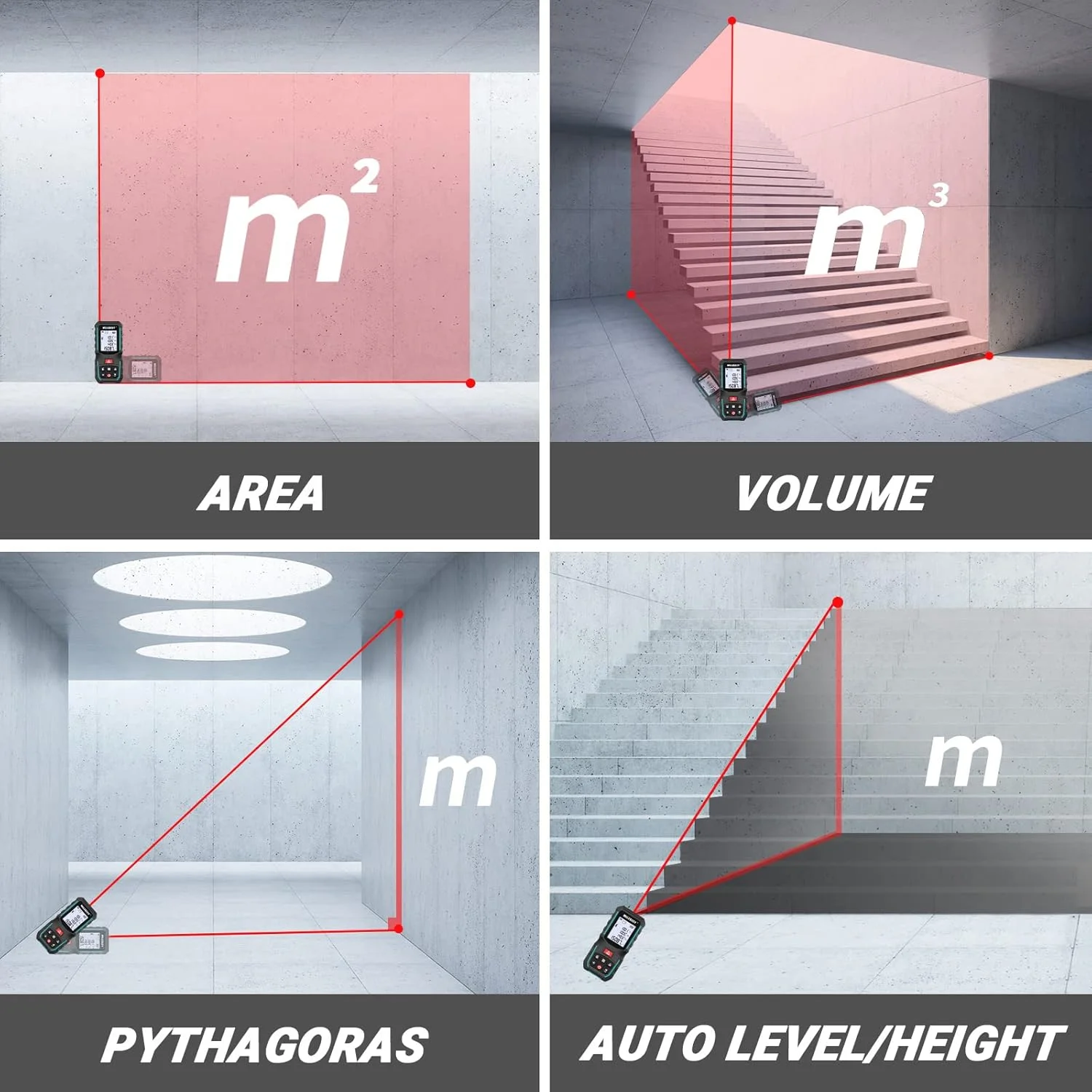 ابزار اندازه گیری لیزری MiLESEEY G2، 100 متر با دقت ±1.5 میلی متر، اندازه گیری مساحت و حجم فاصله و فیثاغورس، ابزار اندازه گیری لیزری قابل حمل با 4 واحد قابل تغییر و زاویه دیجیتال، به همراه گیره جیبی ابزار اندازه گیری لیزری MiLESEEY G2، 100 متر با دقت ±1.5 میلی متر، اندازه گیری مساحت و حجم فاصله و فیثاغورس، ابزار اندازه گیری لیزری قابل حمل با 4 واحد قابل تغییر و زاویه دیجیتال، به همراه گیره جیبی
