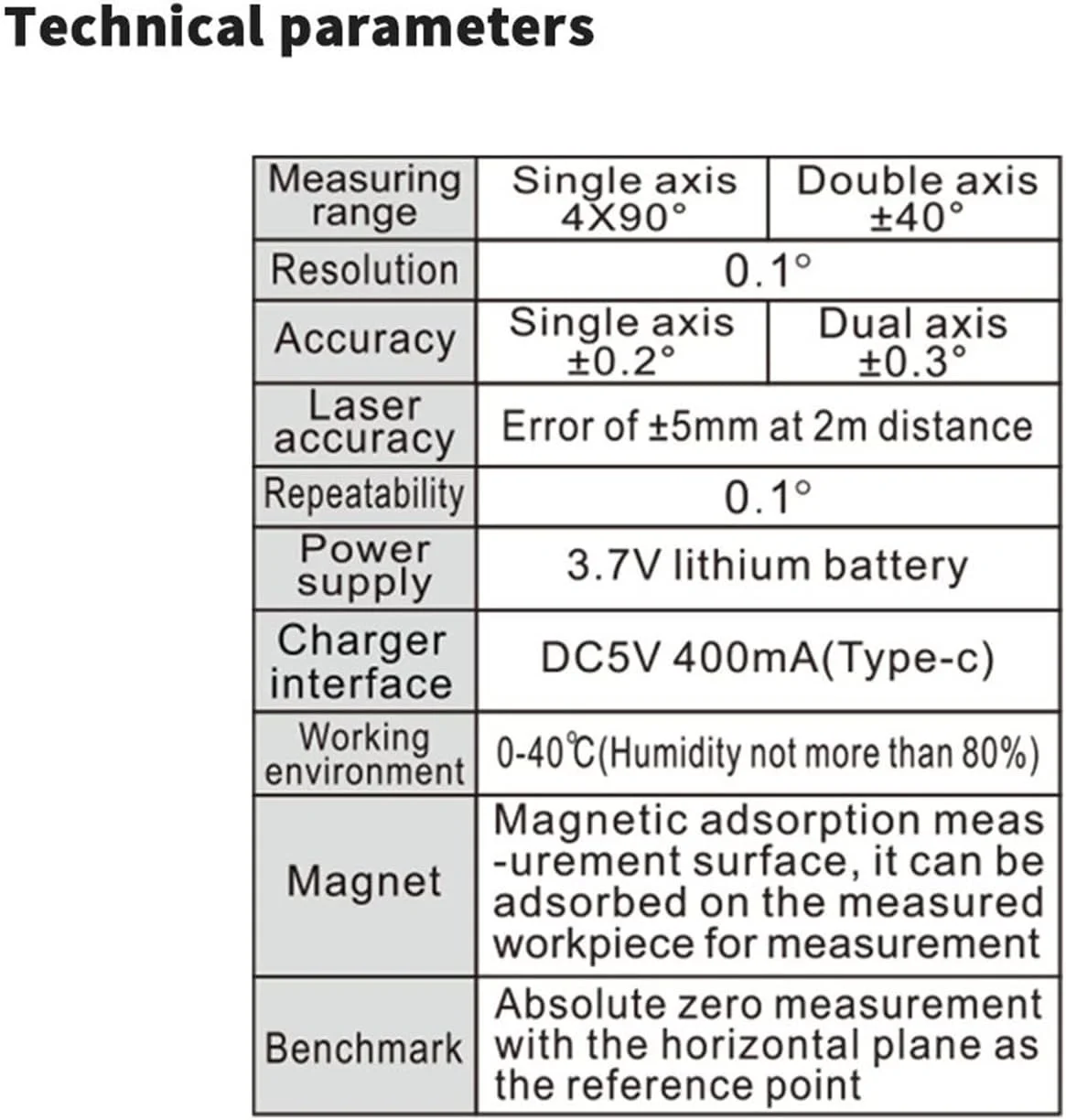 فاصله سنج لیزری، نقاله، شیب سنج دیجیتال، زاویه سنج لیزری، خط کش لیزری با LCD بزرگ، زاویه یاب با شارژ Type-C، اندازه گیری لیزری دقیق و با دقت بالا