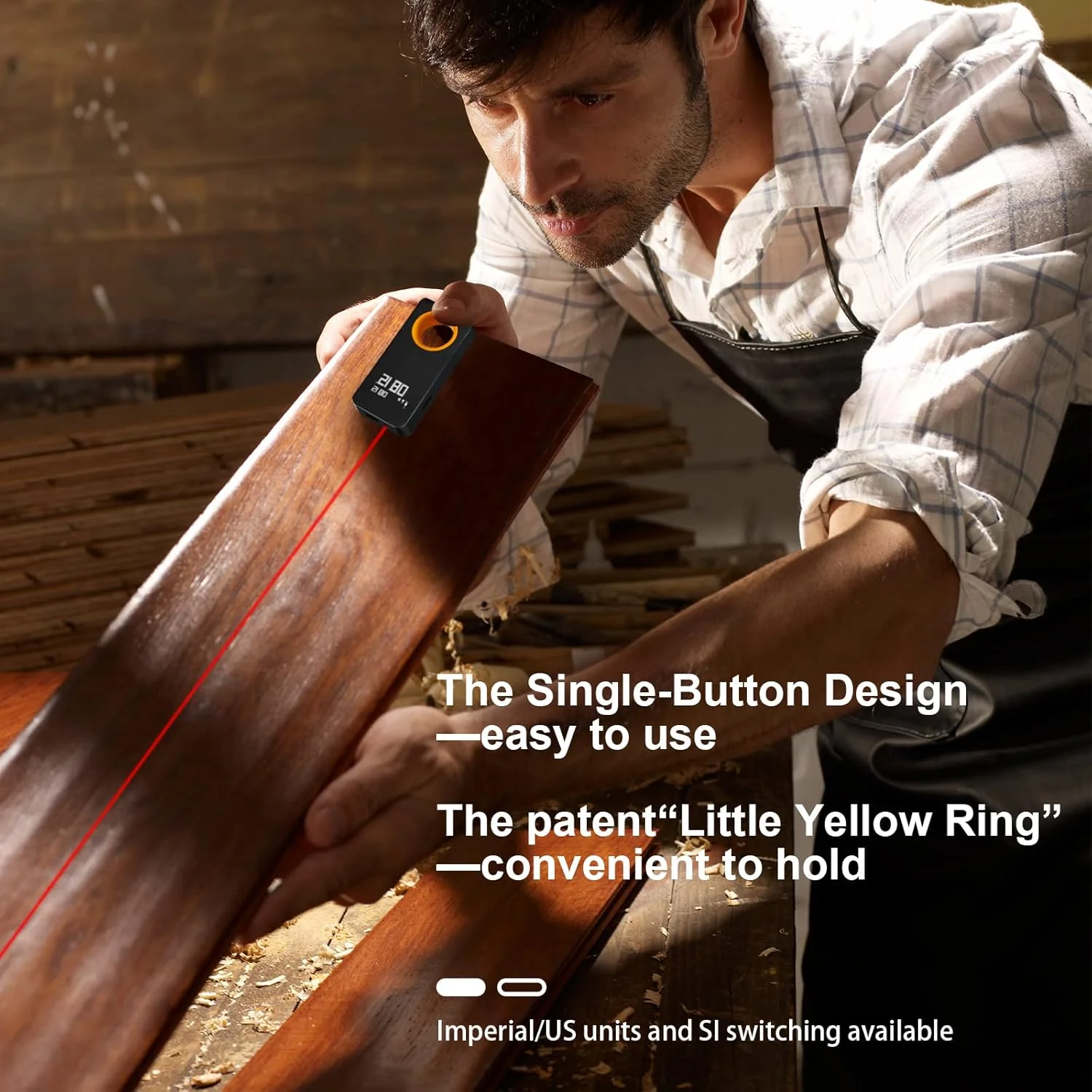 متر لیزری دستی قابل حمل HOTO، ابزار اندازه گیری دیجیتال لیزری، نوار اندازه گیری مساحت و حجم با تراز لیزری و فاصله یاب LED