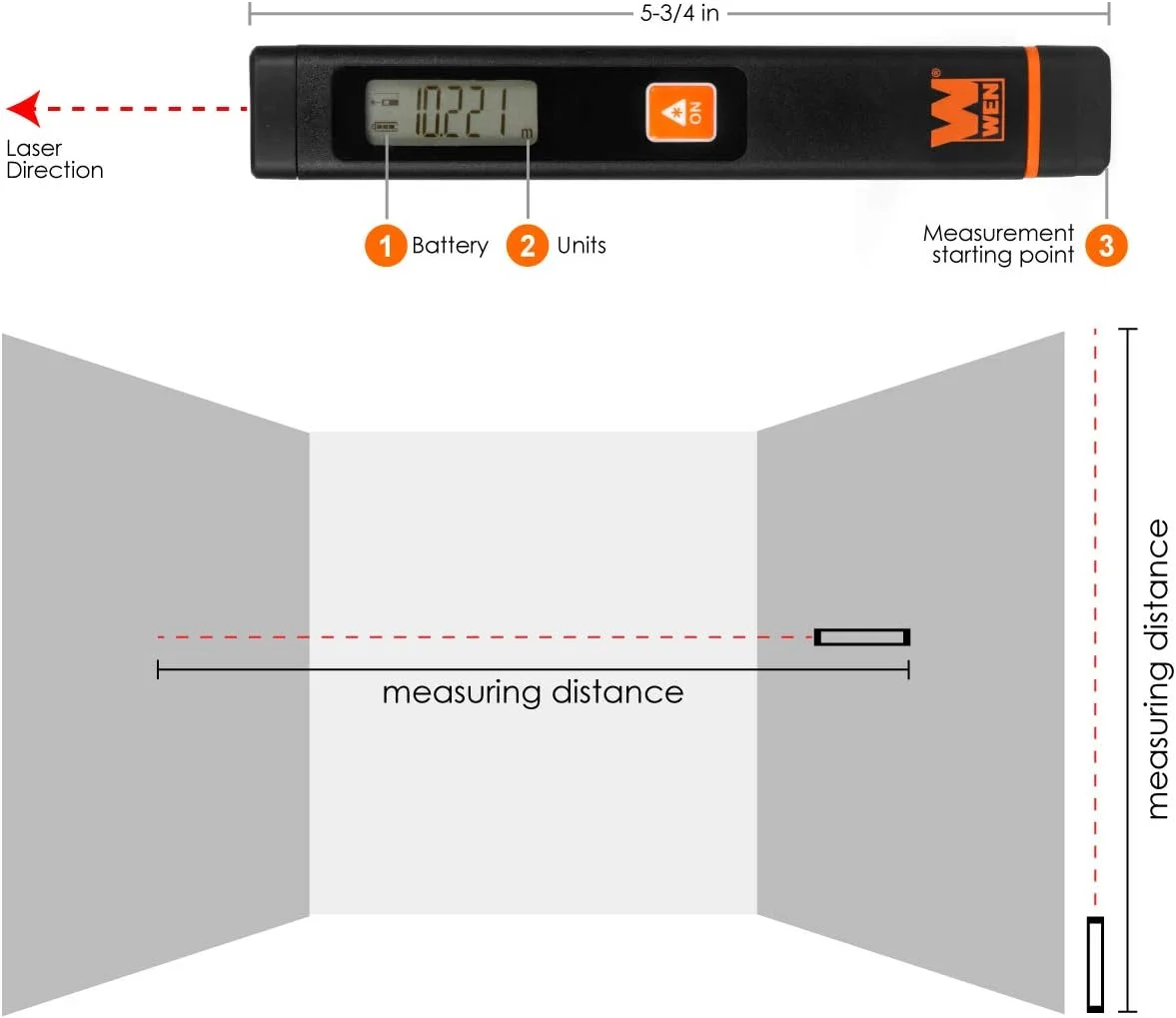 دستگاه اندازه گیری فاصله لیزری جیبی چند واحدی WEN 10110