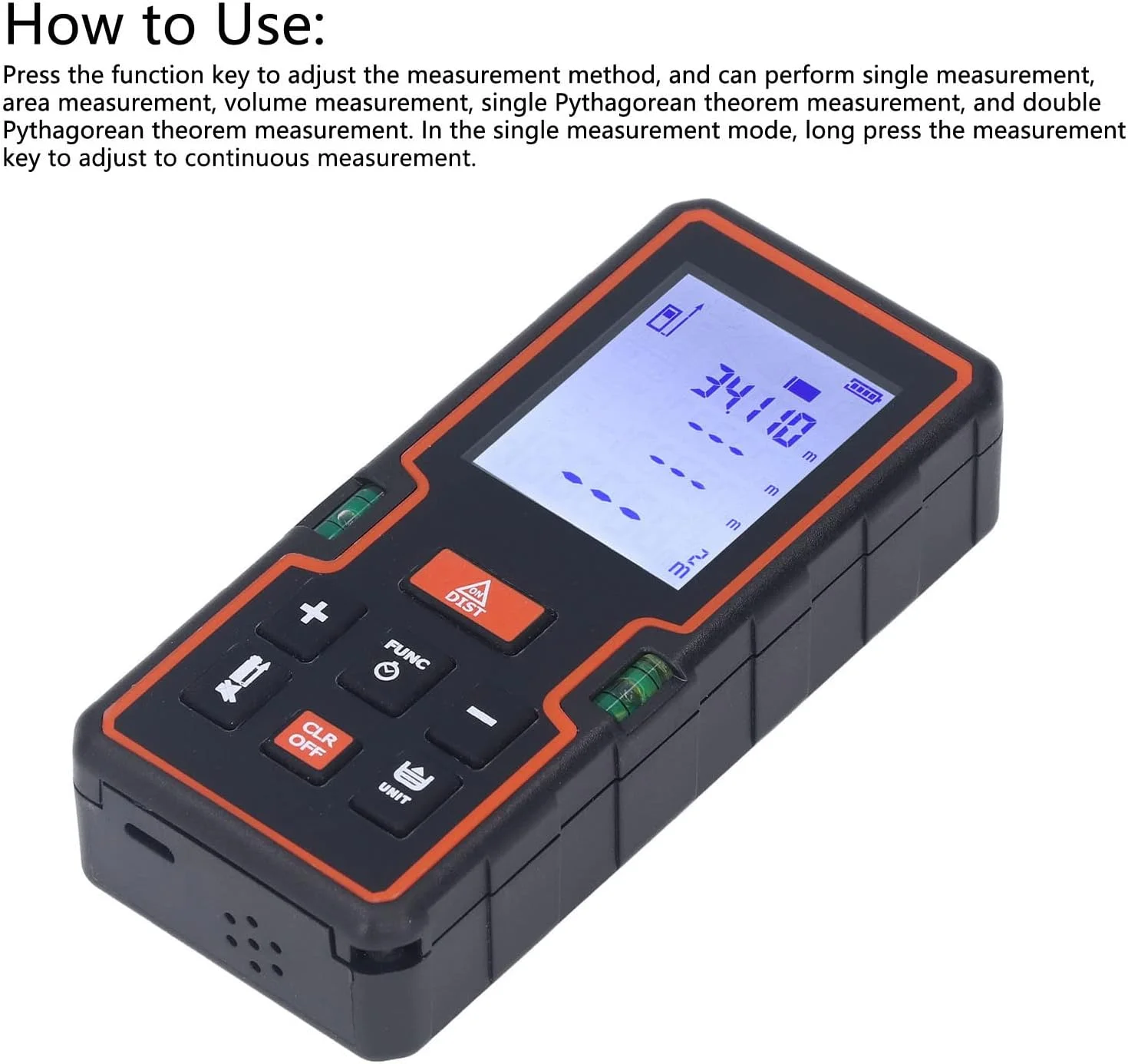 متر لیزری، ابزار اندازه گیری فاصله لیزری، ابزار نمایشگر دیجیتال 40 متری، فاصله یاب لیزری قابل حمل دیجیتال، برای اندازه گیری ساخت و ساز HD40P