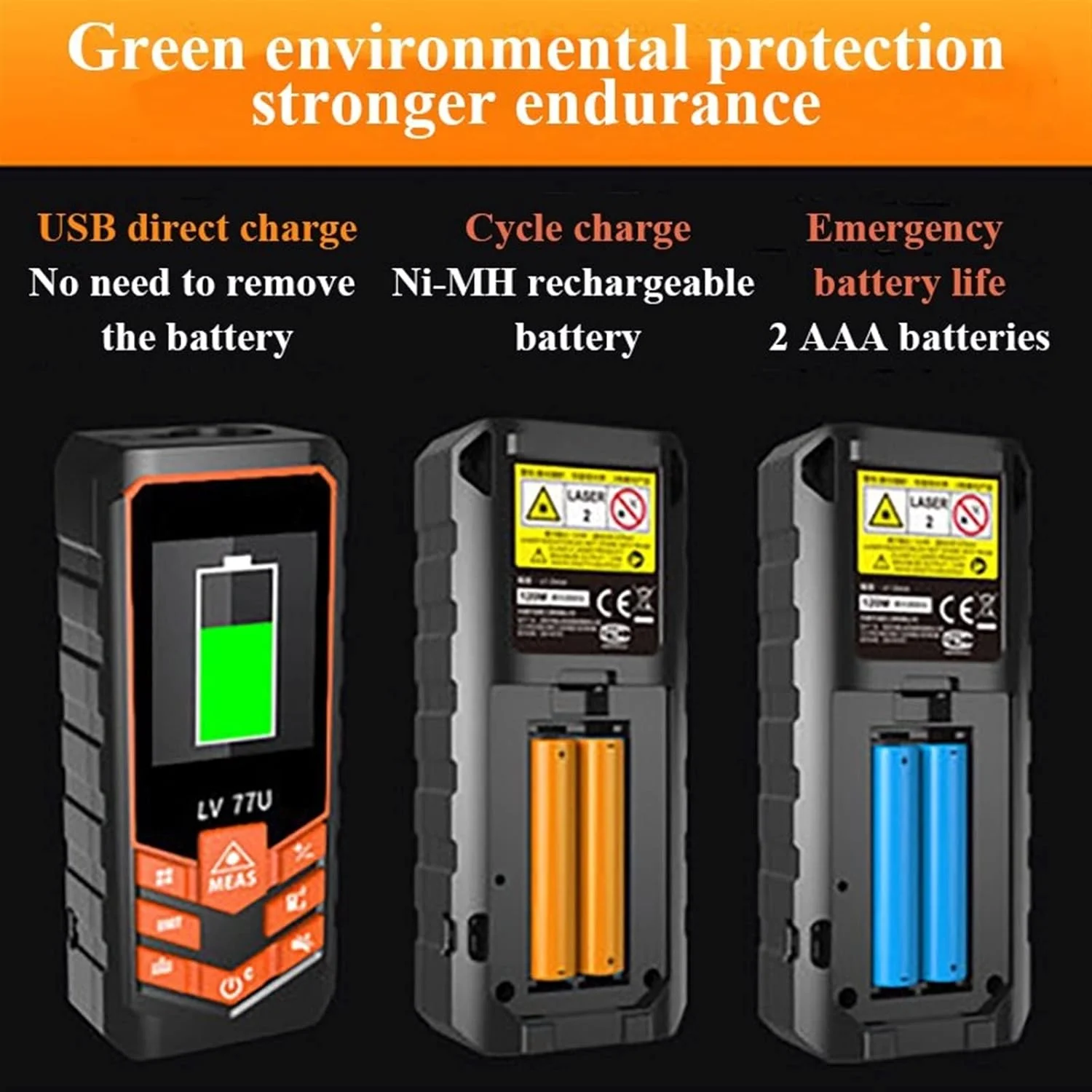 ارتفاع سنج دیجیتال، مدل استاندارد با دقت بالا، مینی لیزر دیجیتال با تراز الکترونیکی، ابزار اندازه گیری فاصله یاب، مناسب برای شکار (رنگ: فاصله یاب LV66U، اندازه: 40 متر)