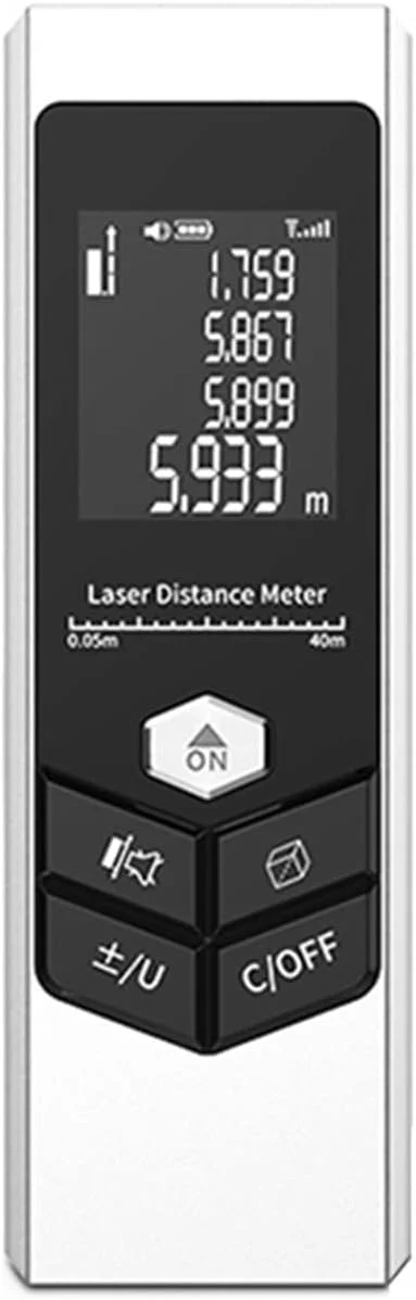 ارتفاع سنج دیجیتال WAYOM، متر لیزری فاصله، ابزار ساخت و ساز متر نواری لیزری دوگانه آلیاژ آلومینیوم الکترونیکی دو طرفه (رنگ: نقره ای، اندازه: 80 متر)