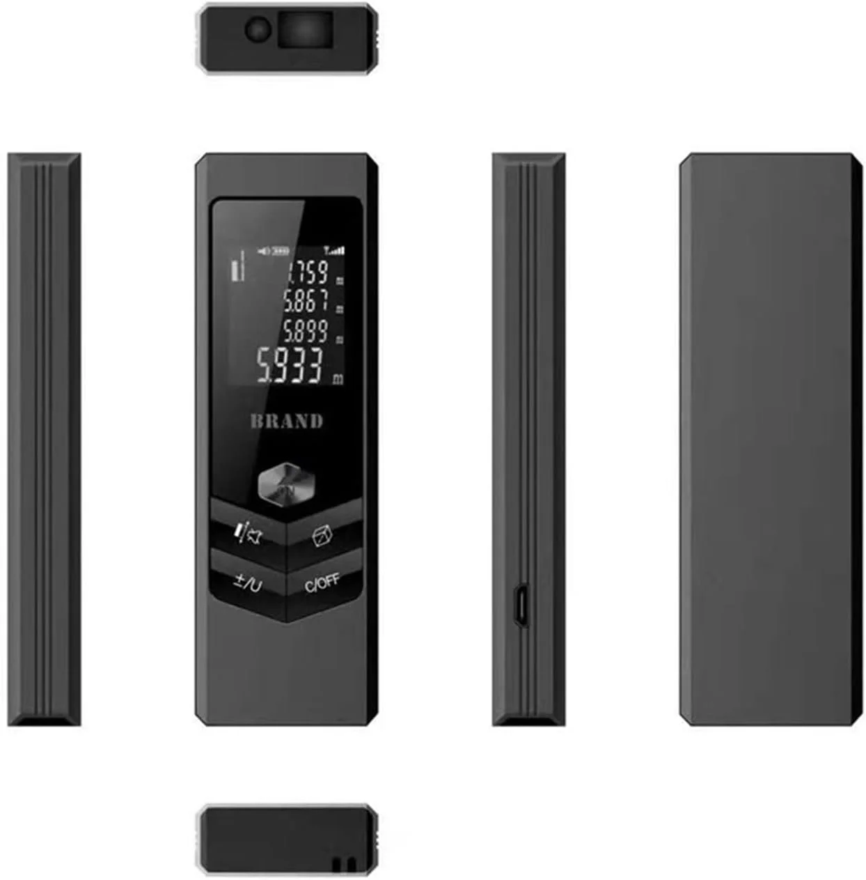 ارتفاع سنج دیجیتال WAYOM، متر لیزری فاصله، ابزار ساخت و ساز متر نواری لیزری دوگانه آلیاژ آلومینیوم الکترونیکی دو طرفه (رنگ: نقره ای، اندازه: 80 متر)