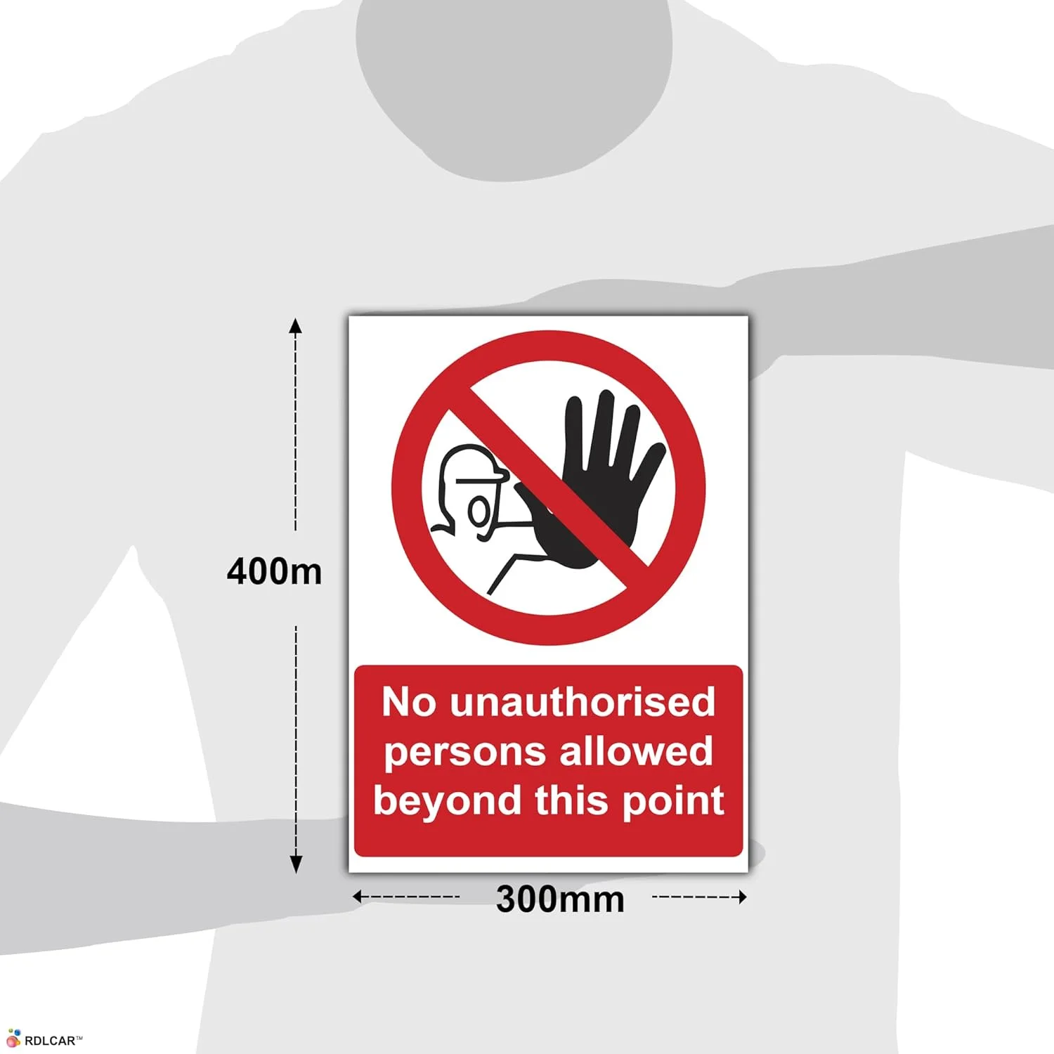 تابلو هشدار ایمنی RDLCAR - ورود افراد غیر مجاز ممنوع، محدوده ممنوعه، نصب آسان، PVC سخت، 300mm x 400mm بسته 1 عددی