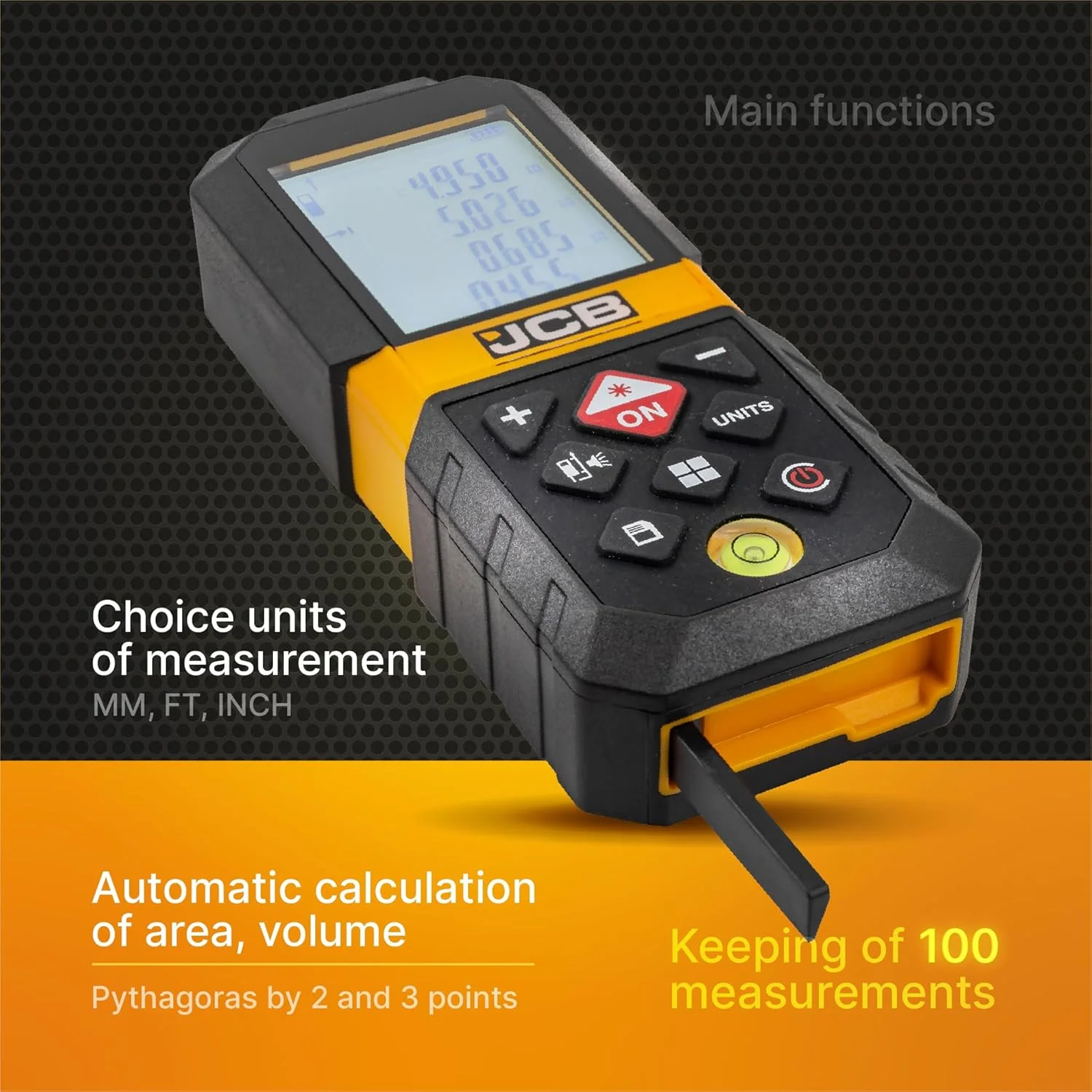متر لیزری 65 متری JCB مناسب املاک، اندازه گیری فضا و مساحت