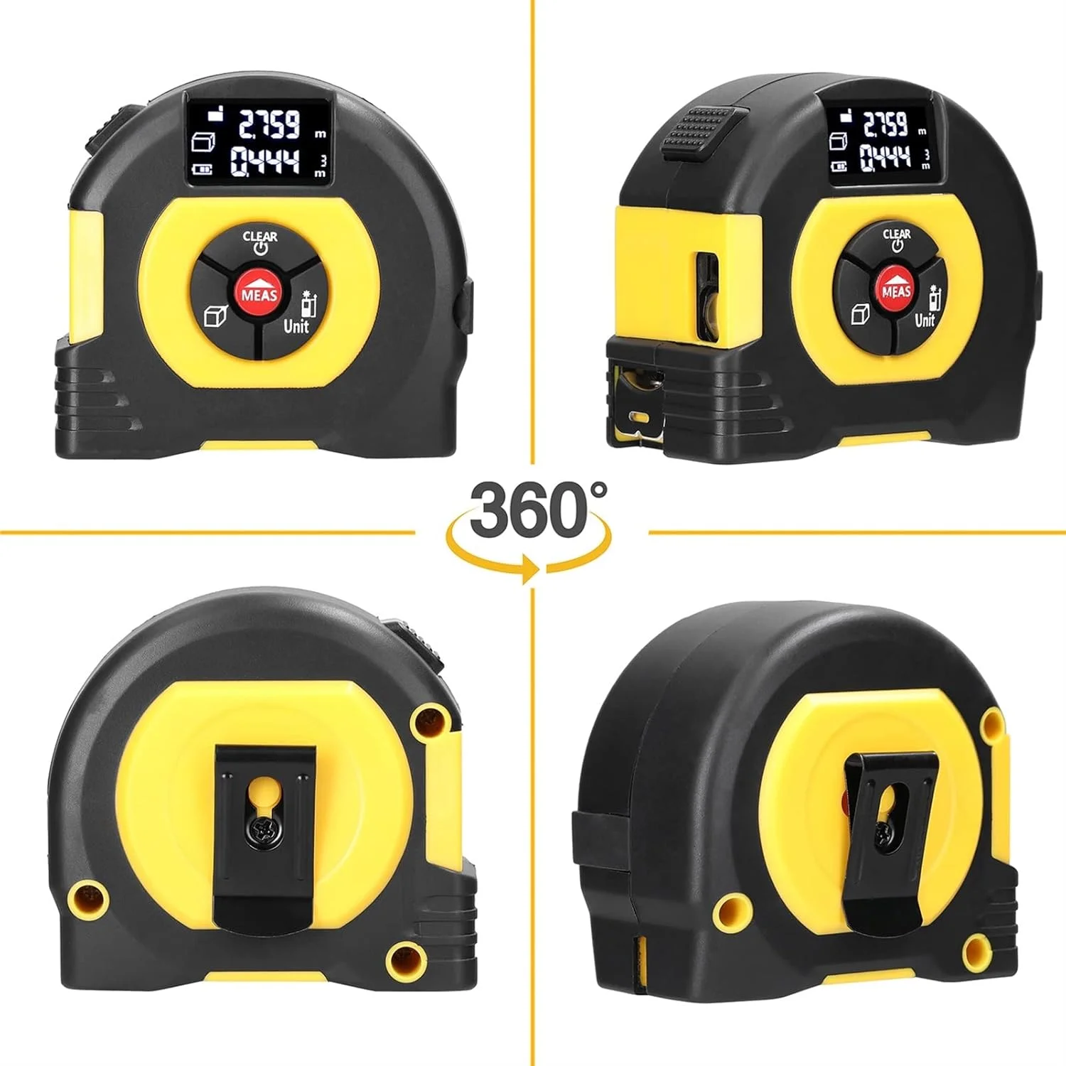 ارتفاع سنج دیجیتال WAYOM، فاصله یاب لیزری، متر نواری، دستگاه اندازه گیری فاصله، تجهیزات نقشه برداری مساحت و حجم (رنگ: محدوده اندازه گیری 60 متر)