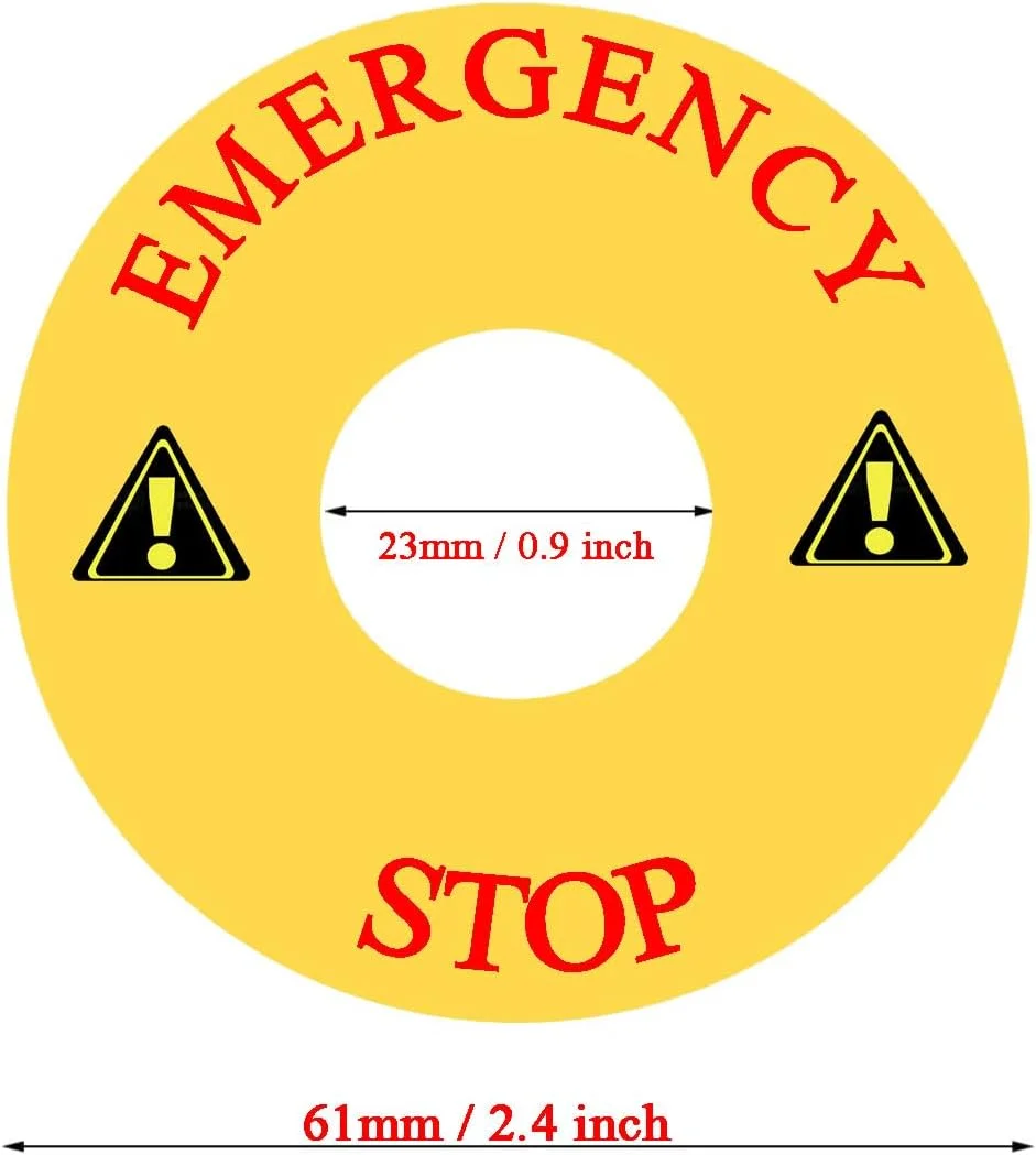 برچسب علامت هشدار توقف اضطراری تجهیزات، برچسب دکمه توقف اضطراری، علائم احتیاطی ایمنی (10 عدد)