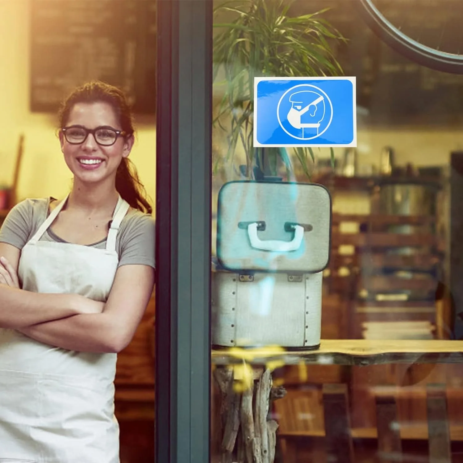 برچسب علامت مورد نیاز برای استفاده از پوشش صورت، برچسب علامت بیمارستان عمومی، برچسب هشدار ایمنی برای فروشگاه، دفتر، بیمارستان