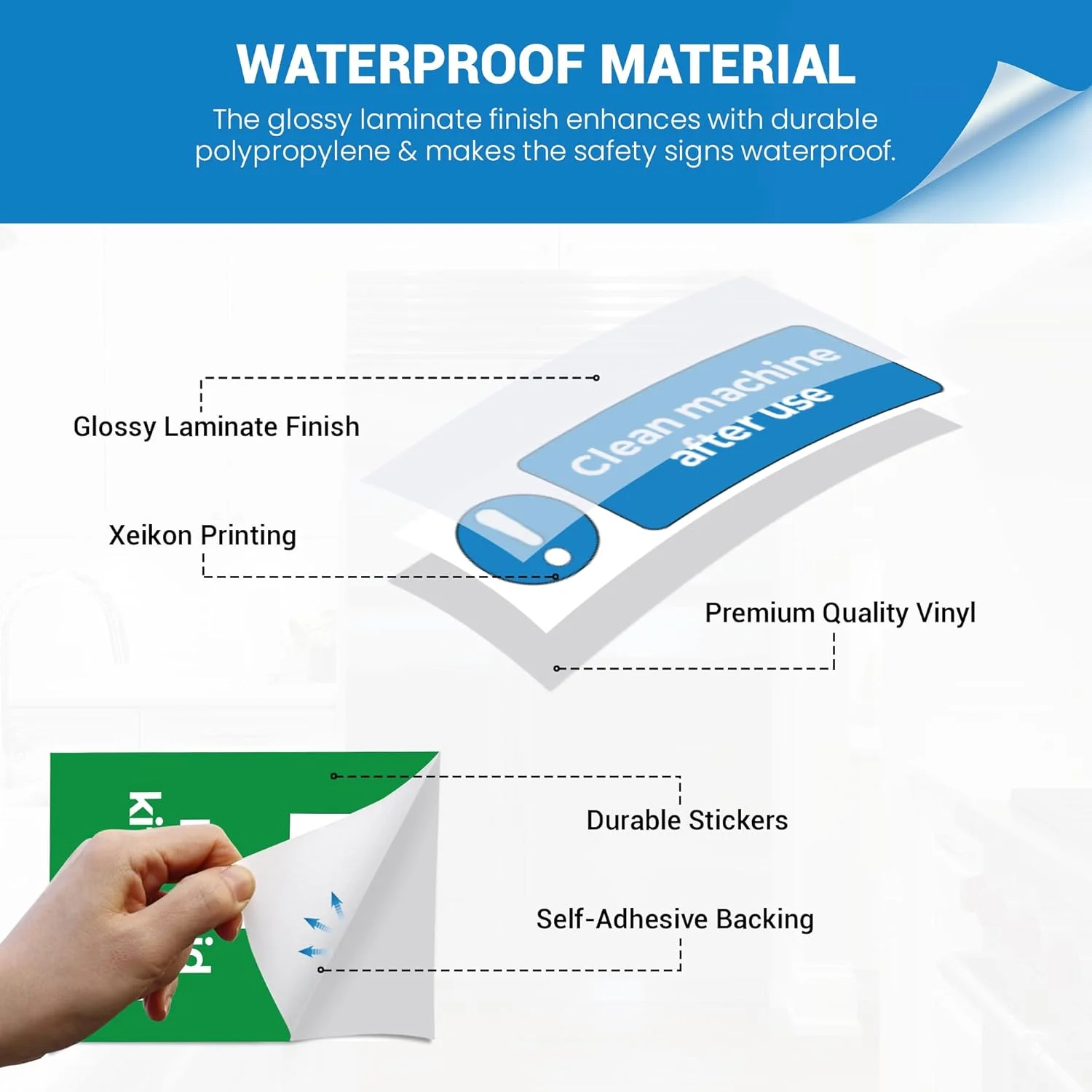 مجموعه کامل 65 عددی علائم ایمنی آشپزخانه Rubigo، برچسب های آشپزخانه، علائم بهداشت و ایمنی سازگار، برچسب های بهداشت مواد غذایی، ضد آب، ضد روغن، برچسب خود چسب لمینت شده